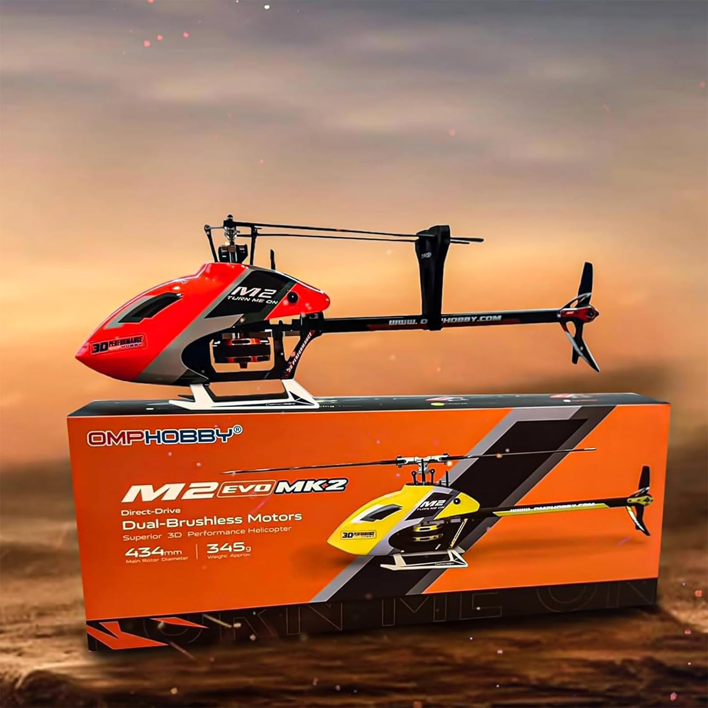 OMPHOBBY M2 EVO MK2 RC Helicopter for Adults - 6CH 3D Aerobatic RC Helicopters Outdoor with Dual Brushless Direct-Drive Motors, Outdoor Mini RC Aircraft For Advanced Pilots（PNP Version, Orange)