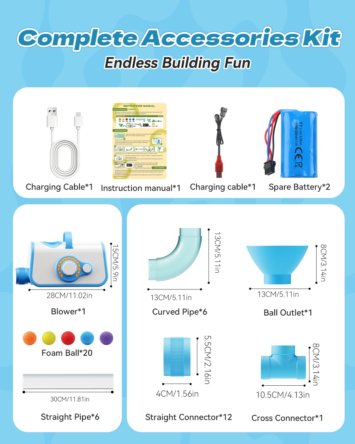 KNMDU Upgraded STEM Toys for Kids Ages 3+, DIY Airflow Building Toys with 20 Foam Balls, Up to 7 Hours Playtime, Learning Toys Gifts for Kids Boys Girls (Upgraded)