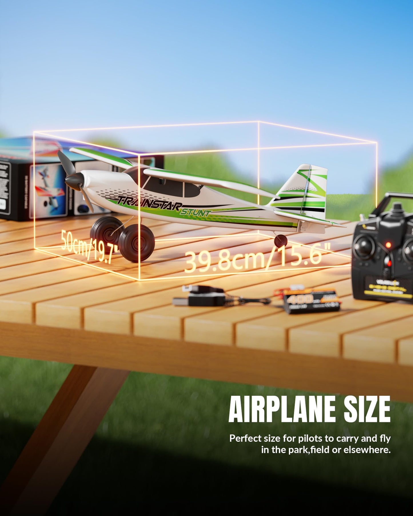 volantexrc 4 CH RC Plane TrainStar 500mm Brushless Remote Control Airplane Fighter RTF with 6-Axis Gyro,3 Modes & Aerobatics, 2.4GHz Radio Controlled Aircraft for Beginners & Adults (Green)