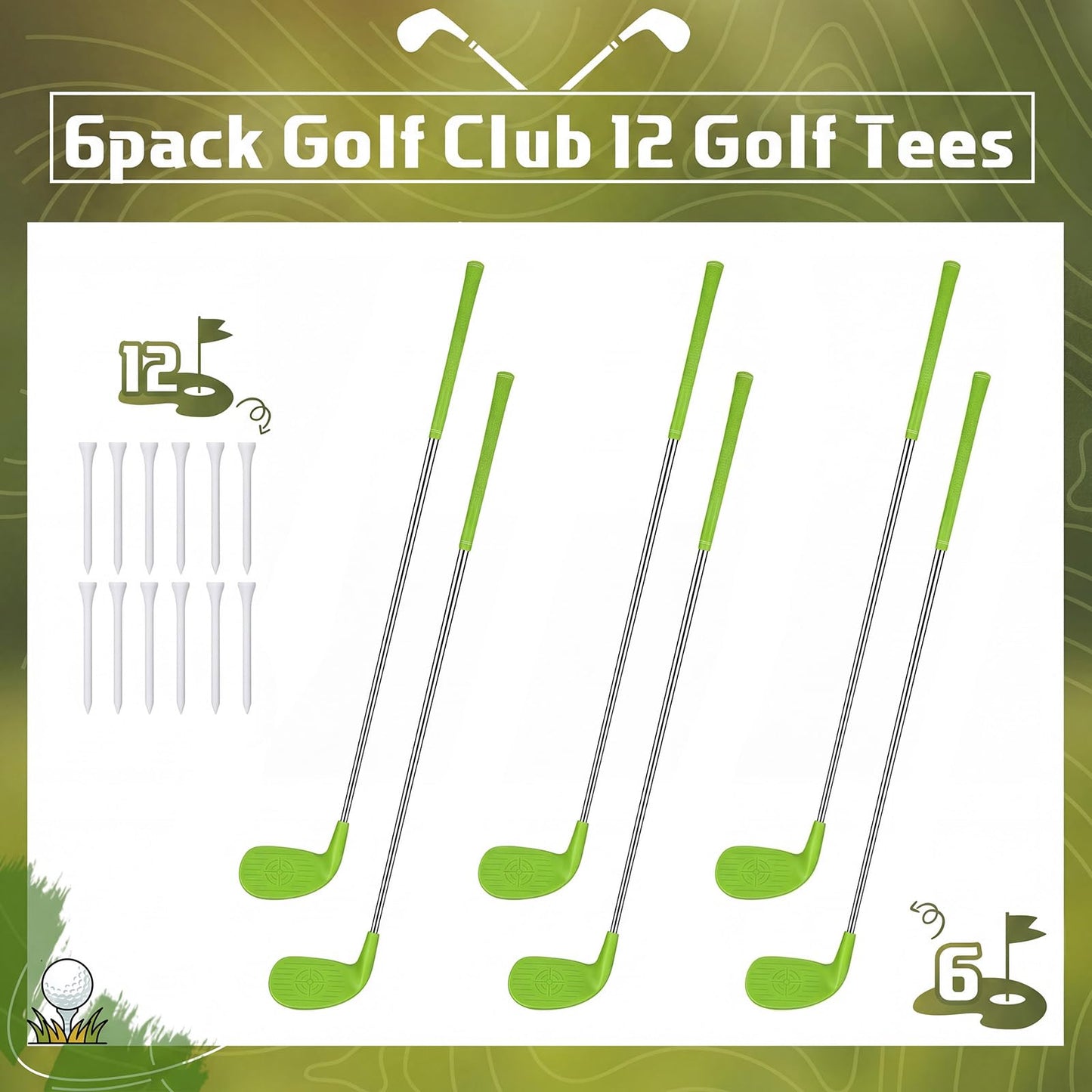 Realspring 6 Pack 36" Backyard Golf Club Set with Oversize Heads Right Hand Golf Club for Home Backyard Bucket Game Chipping Clubs Outdoor Indoor Training Practice Gift