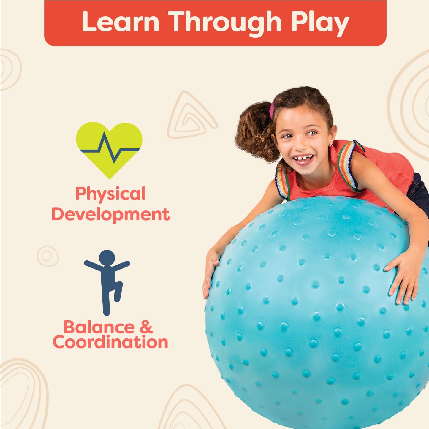 B. toys – 26-Inch Bouncy Hopper Ball Ride On Blue Sit & Bounce for Toddlers, Kids Big Ball for Jumping Play & Exercise Air Pump Included Pouncy Bouncy 3+ Years