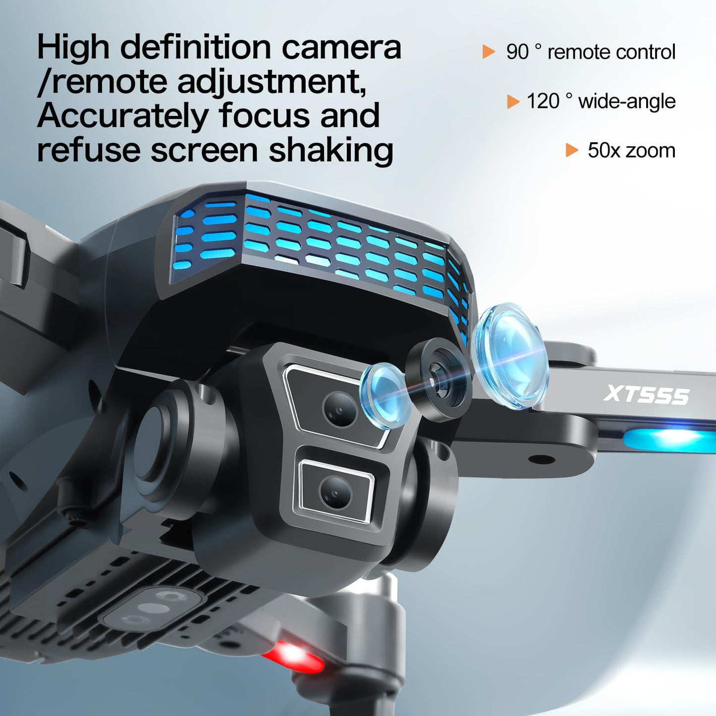 XT555 GPS Drone with 4K EIS Camera for Adults, RC Drone with 4.5" HD Screen on Controller, 60 Mins Flight Time, Long Range Transmission, Follow Me, Auto Return, Brushless Motor, Obstacle Avoidance, Lightweight and Foldable Quadcopter for Beginner Birthday