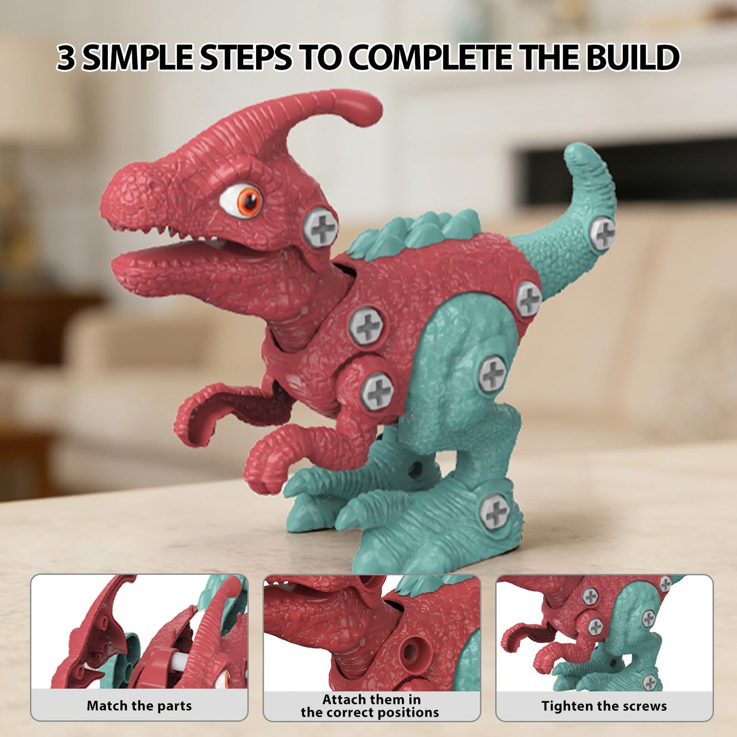 Goldlok Dinosaur Toys for 3 4 5 6 7 8 Year Old Boys,3 Pack Hatching Dinosaur Eggs with Take Apart Dinosaur Toy,STEM Construction Building Toy,Birthday Christmas Easter Gifts for Kids(Random Styles)