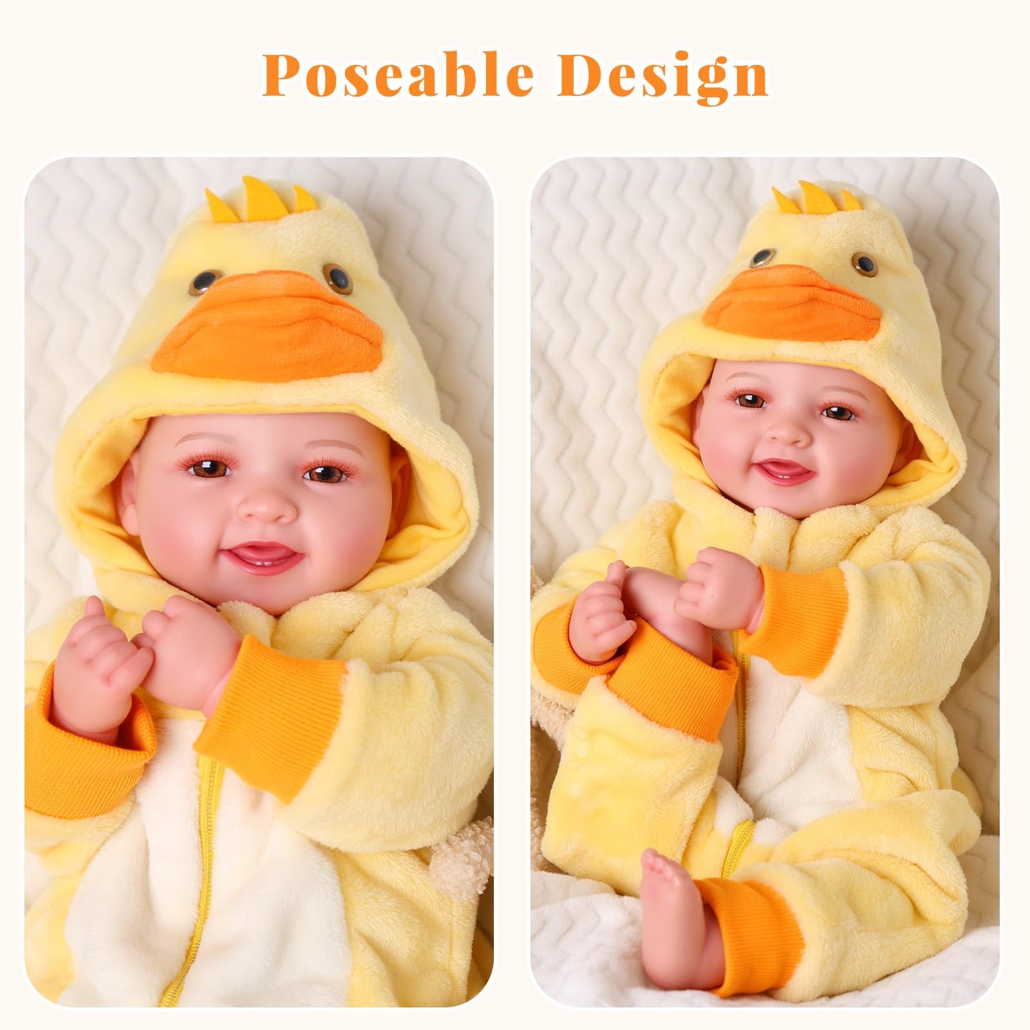 BABESIDE Lightweight Baby Doll Set – 15" Realistic Soft Doll for Girls, Easy to Carry & Hug – Pretend Play & Gift