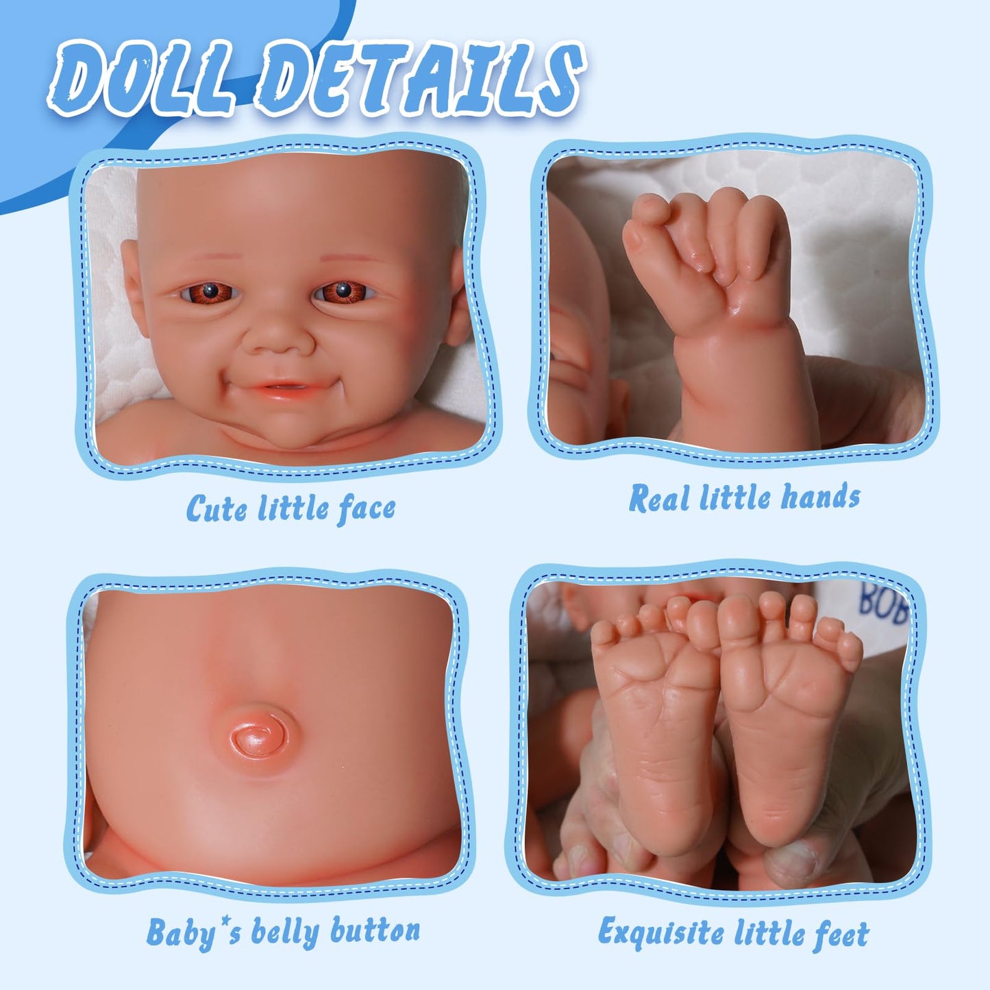 Maletofe Realistic Reborn Baby Doll, 17 Inch Silicone Baby Doll Girl, Full Body for Boys and Girls, Clothing Accessories Included, Kids Gift Set (Itian - Nude)