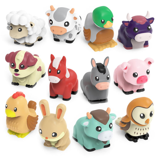 Tub Works® Barnyard™ Mold Free Bath Toys, 12 Pack | Sealed, No Hole Bath Toys Design Keeps Moisture Out | Soft, Squeezable & Float on Water | Farm Animals Baby & Toddler Bathtub Toys | Baby Pool Toys