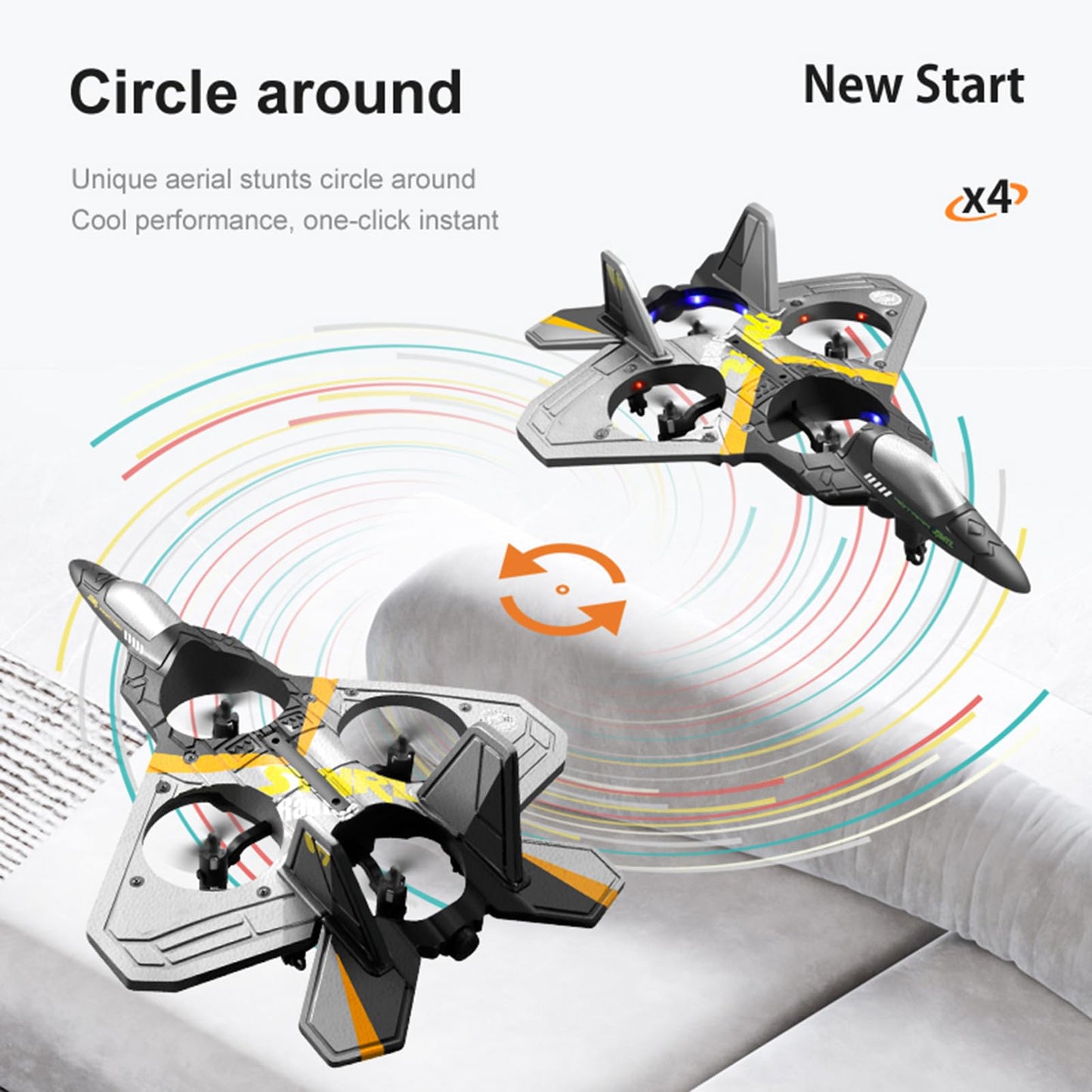 V17 Remote Control Airplane Foam RC Planes for Kids Adults 8-16, RC Fighter Jet Airplane with Light, 2 Batteries, 360° Flip Fighter Jet Toy, Stunt Roll, Gifts for Adult Boys (Blue with 2Batteries)