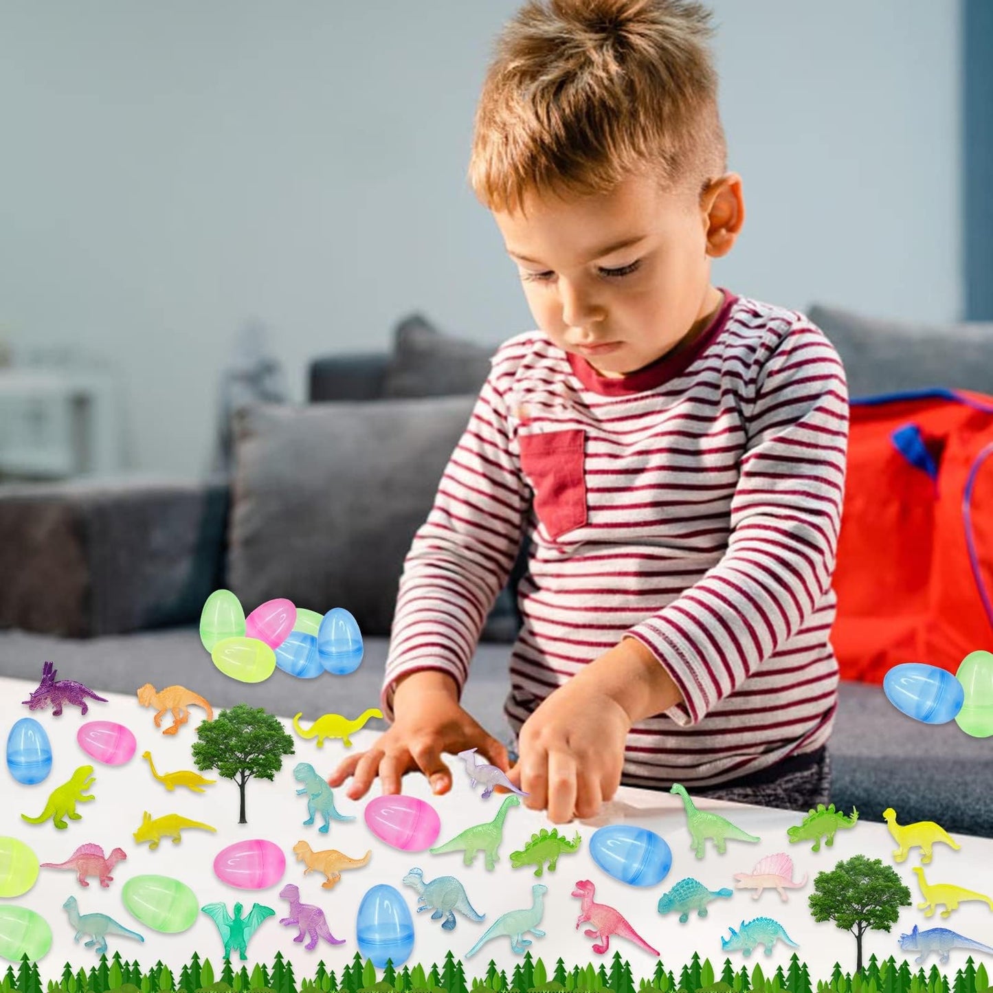 36 Pack Easter Eggs Filled with Glow in The Dark Dinosaur Toys, Easter Basket Stuffers for Toddlers Kids Boys Girls Glow Colorful Easter Eggs Dinosaur Easter Egg Fillers Hunt Gifts Party Favors Prize