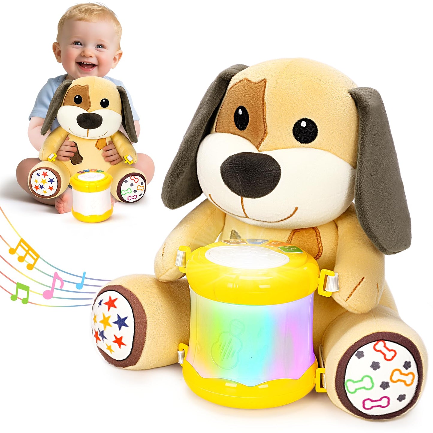 Hodurgyi Baby Toys 6-12 Months, Puppy Musical Plush with Lights, ABCs, Animal Sounds, Numbers, Infant Early Learning Toy,Christmas Birthday Gifts for 6+ Month Boys &Girls