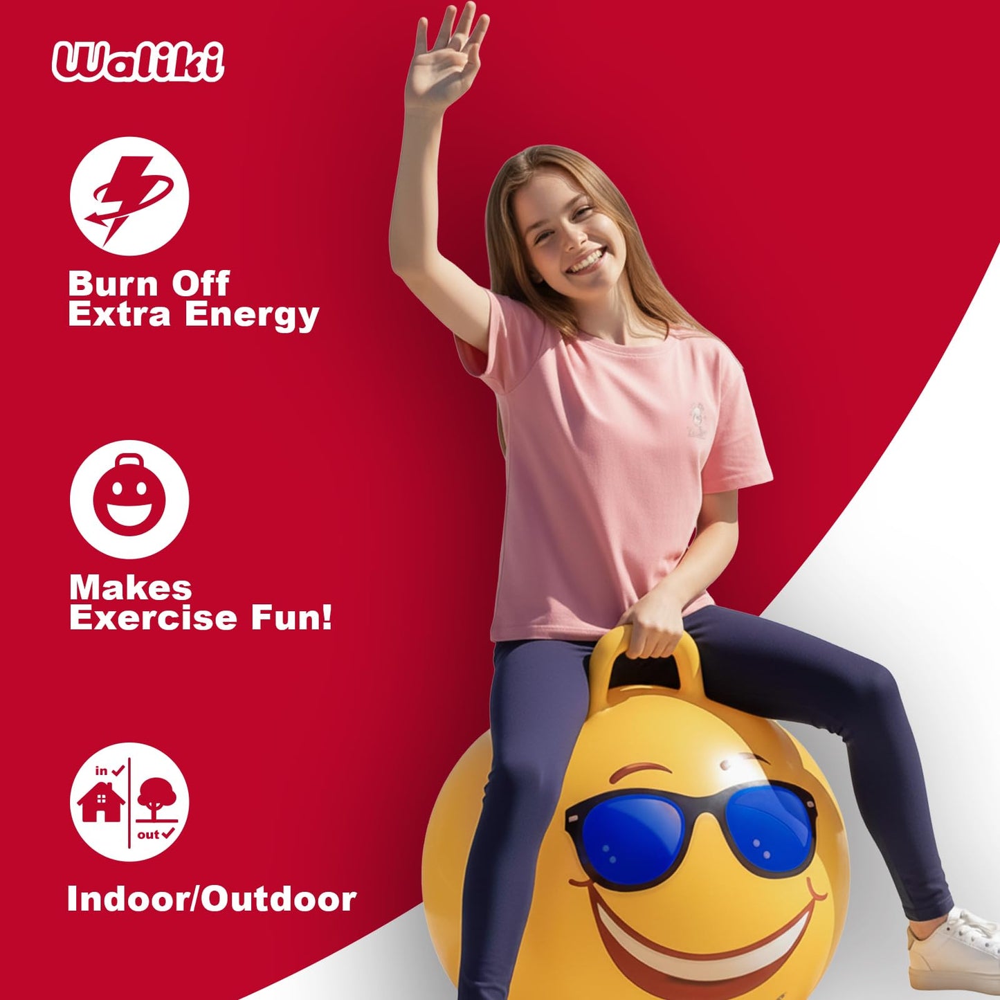 WALIKI Hopper Ball for Teens Ages 10-15 | Hippity Hop | Jumping Hopping Ball | Relay Races | 22”