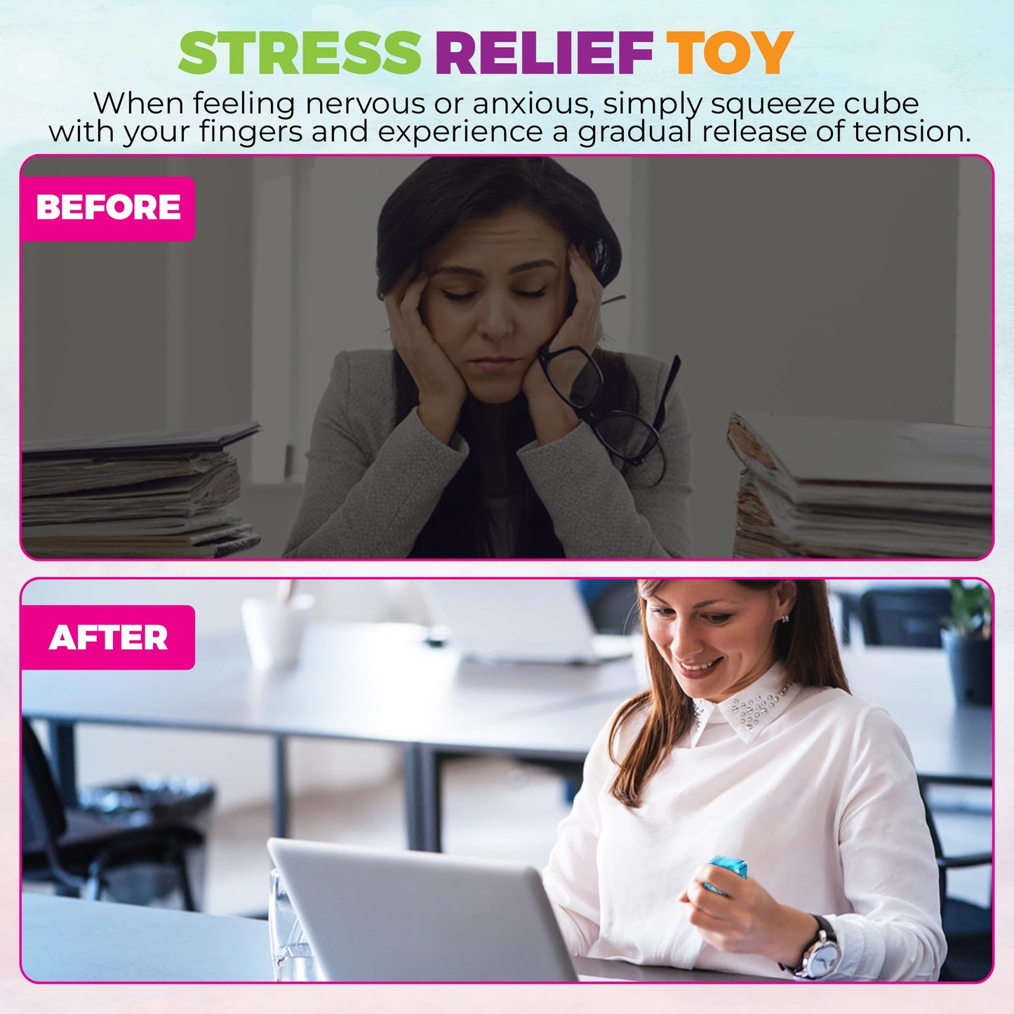 Stress Balls Ice Cube with Snowflakes Inside for Your Best Mellow and Chill, Snow Pieces Silent Nice Square Shape Anxiety Sensory Squishy Fidget Toy Slow Rise, Classroom Prizes, Calming Kids Adults
