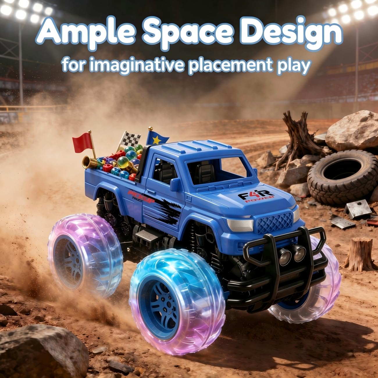 SEPHIX Monster Truck Toys for Toddler Boys Gift:2 Pack Trucks for Boys Age 2-4, Light-Up Wheels Monster Trucks for Kids Ages 4-8,Pull Back Cars for 3+ Year Old Girls,Birthday Gifts for 3 Year Old Boy