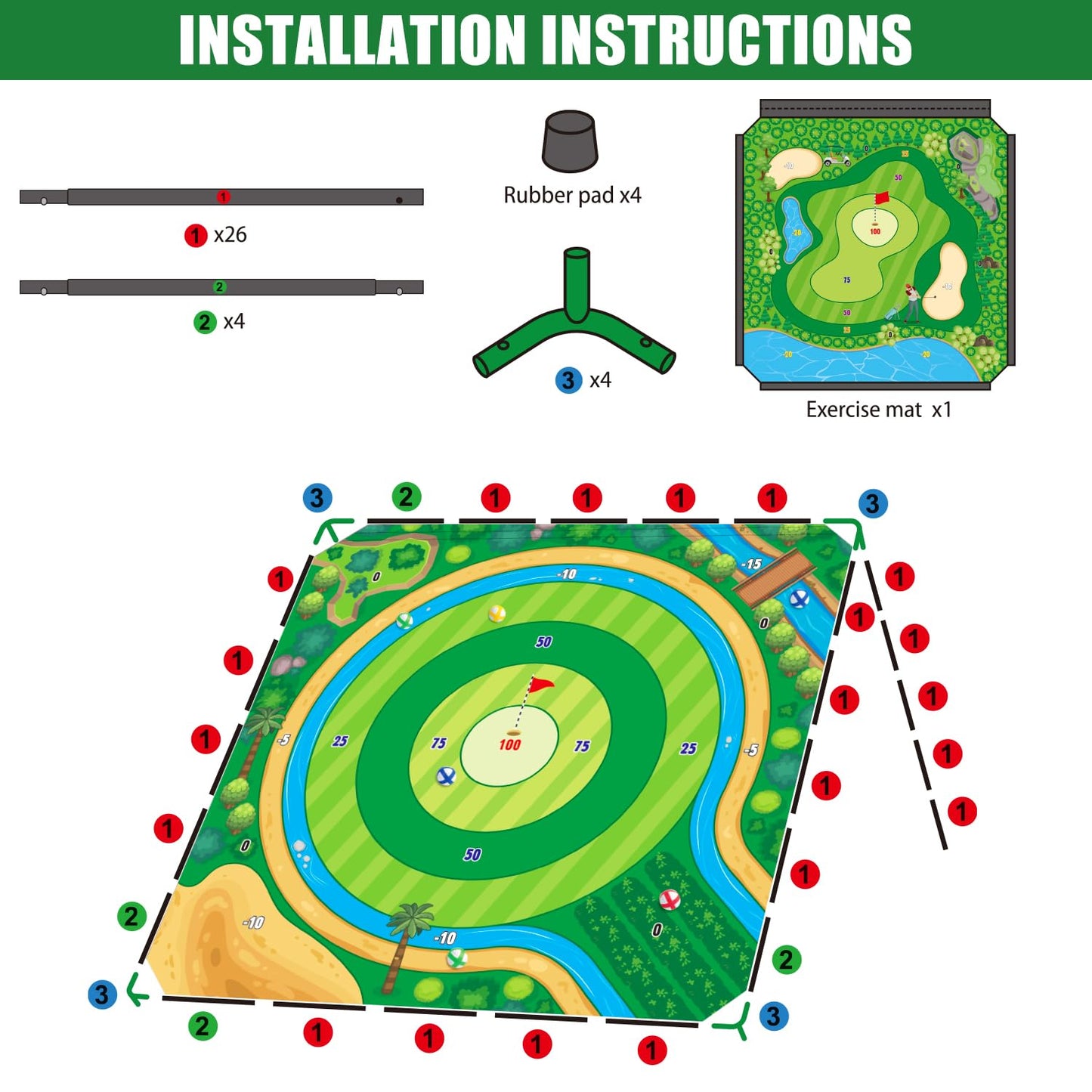 Mostop Large Golf Chipping Game, Outdoor Backyard Lawn Game for Adults Teens,70x70 Inch Chipping Mat with 20 Sticky Balls, Portable Indoor Outdoor Chipping Golf Gift for Dad, Men, Women & Family