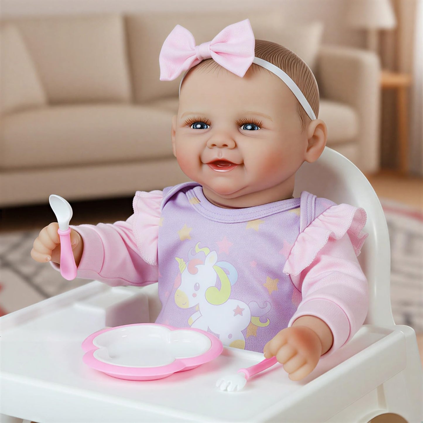 KSBD Baby Doll 17 Inch Large Realistic Soft Body Baby Doll with Accessories, Real Life Reborn Doll for Girls, Bottle, Pacifier, Diapers & Bibs, Gift for Ages 3+