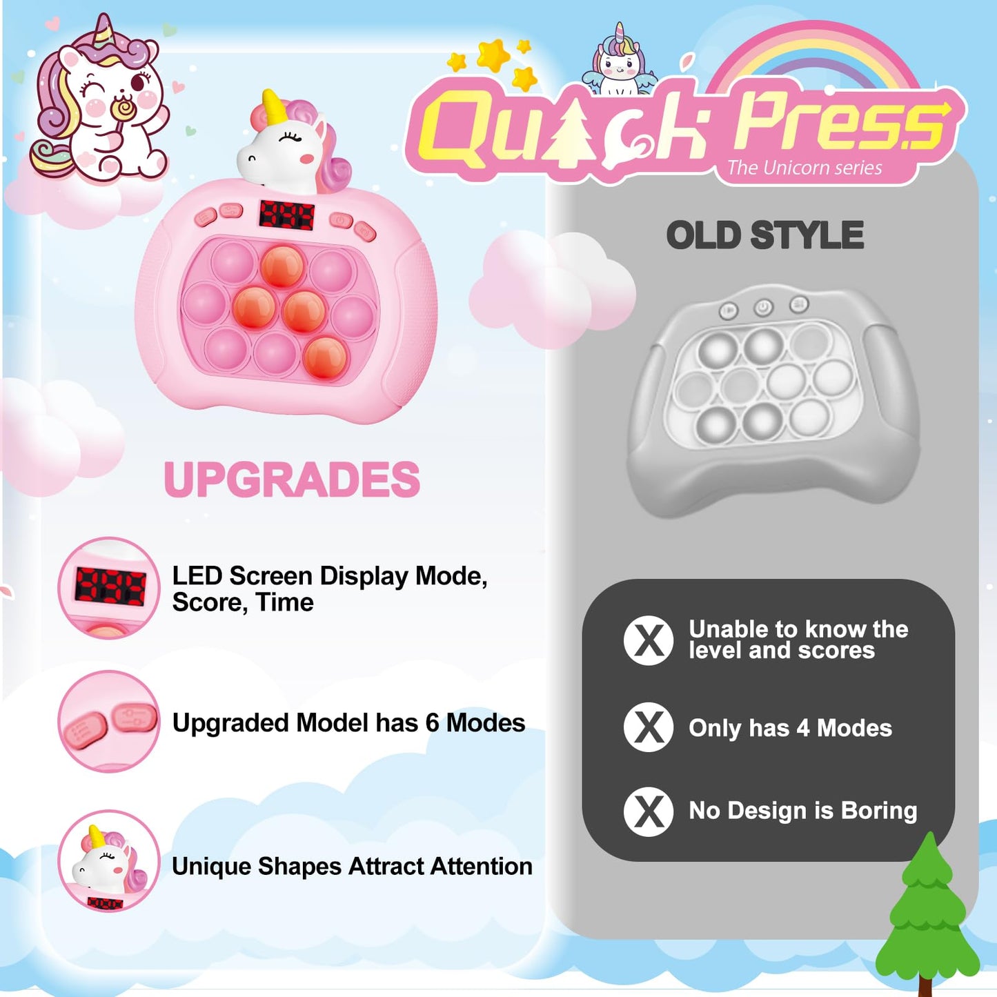 Pop Game - Light Up Fidget Toy for Kids & Adults, Quick Push Fast Push Sensory Toys for Kids 5-7 & 8-12, Handheld Relaxing Stress Relief Game for Autism, ADHD - Fun Fidget Toys for Adults & Children