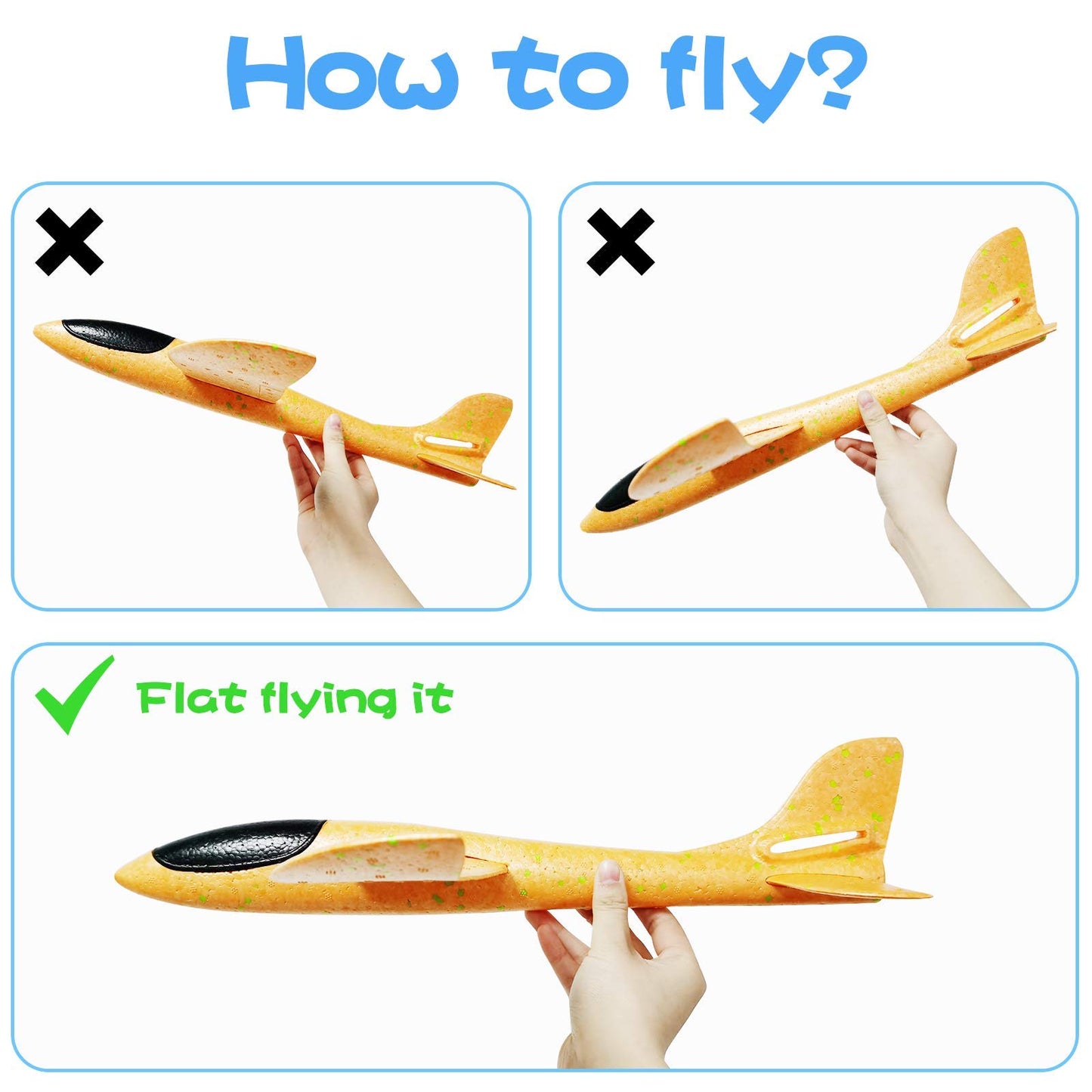 Upgrade 17.5" Large Throwing Plane, 2 Flight Mode Glider, Kids' Foam Airplane Gifts for 3-7 Year Olds, Outdoor Sport Toys Birthday Party Favors