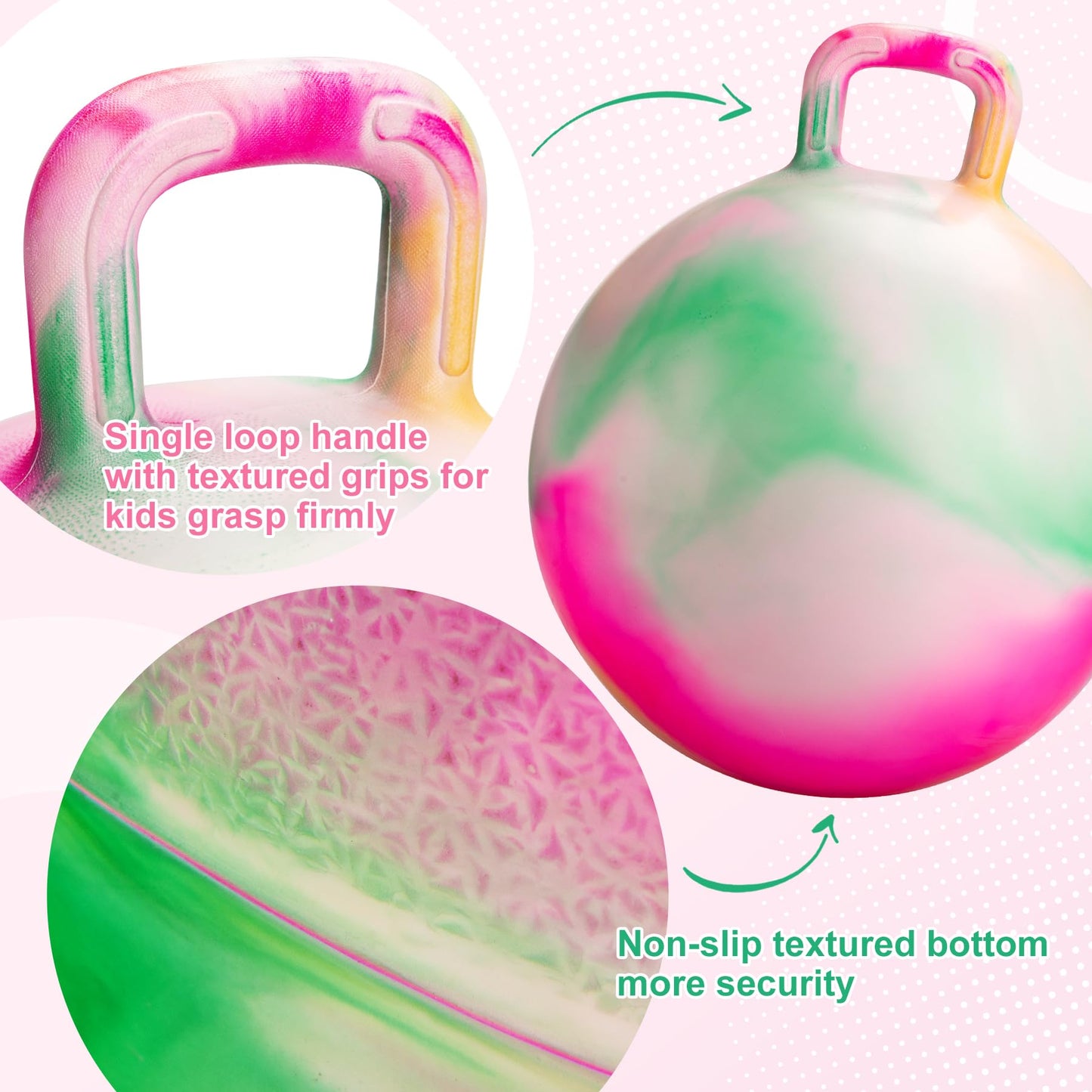 ZOOJOY Hopper Ball for Kids, 18 Inch Bouncy Ball with Handle, Inflatable Clouds Girl Toys for Indoor Outdoor Active Play with Pump, Balance Hopping Gifts for Boys Girls 3-8 Yr Old