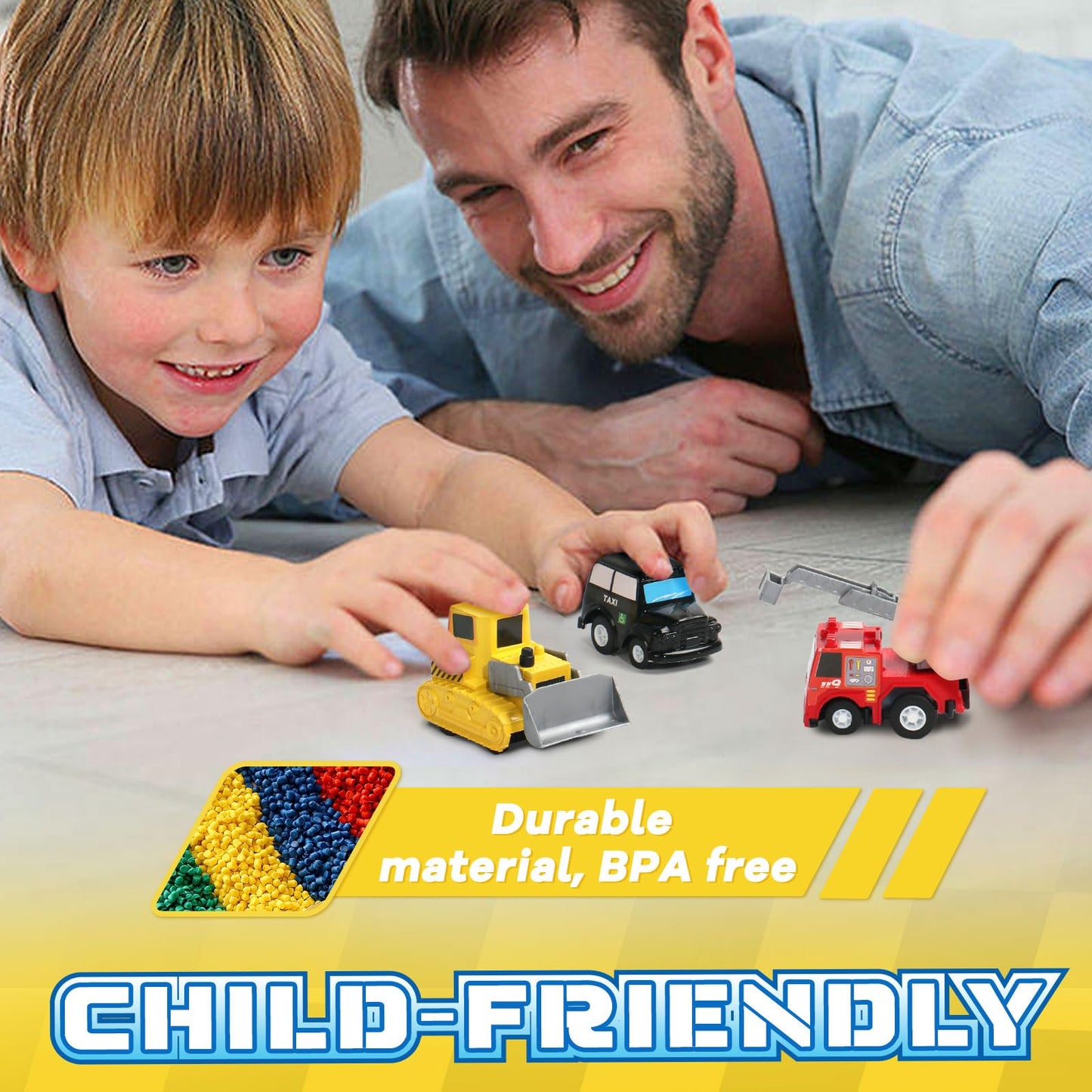 Fajiabao 18 PCS Toy Cars for Toddlers Mini Pull Back Cars Trucks Pinata Stuffers for Kids Party Favors for Kids 3-5 Classroom Prizes Basket Bulk & Goodie Bag & Treasure Box for 2 3 4 5 6 Boys Girls