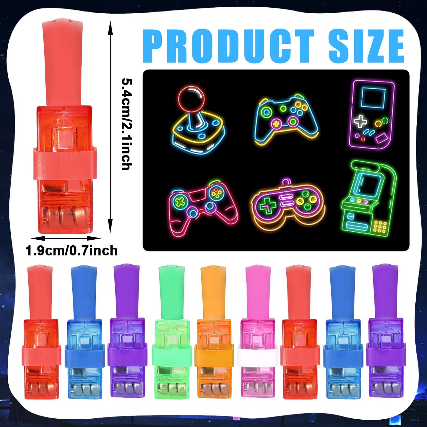 36Pcs Video Game Party Favors Game LED Finger Lights Glow in the Dark Light Up Finger Lights Toys Bulk for Games Birthday Decorations Supplies Kids' Goodie Bags Back to School Party Classroom Prizes