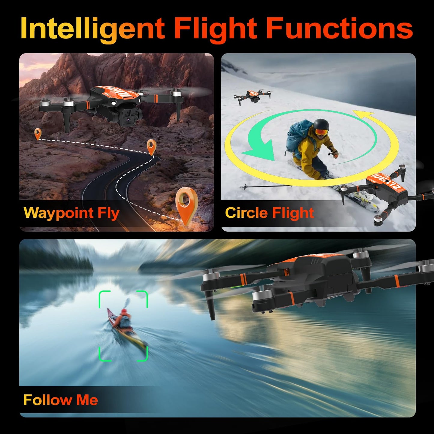 LE-IDEA GPS Drone with Camera for Adults, Professional 4K Camera Drone with Brushless Motor Auto Return Home Follow Me RC Quadcopter for Beginners Foldable Toys Gifts Under 249g IDEA12GPS