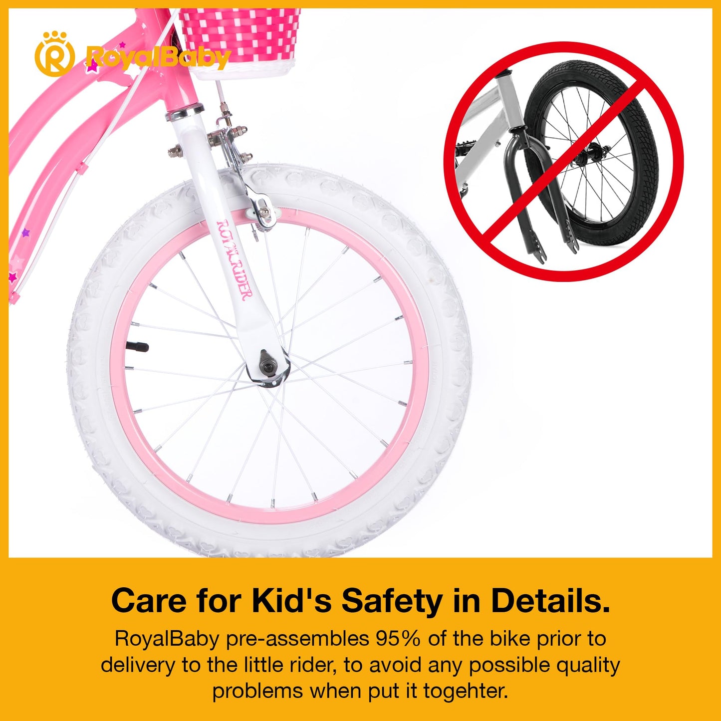 RoyalBaby Girls Bike with Training Wheels and Kickstand, Stargirl Kids Bicycle 16 Inch Toddlers to Big Kids 4-7 Years, Coral Red