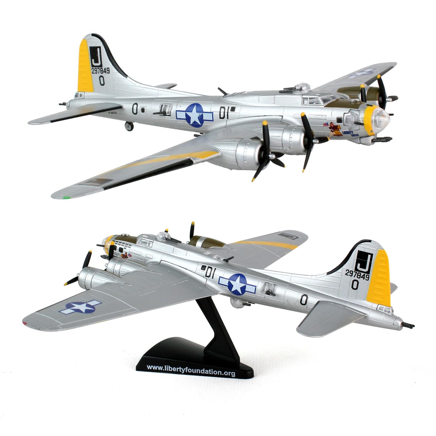 Daron Boeing B-17 Flying Fortress B-17G Die-Cast Model – 1:155 Scale WWII Heavy Bomber Replica with Display Stand, Highly Detailed, 5.75” Length x 8” Wingspan, Adult Collectible Ages 14+