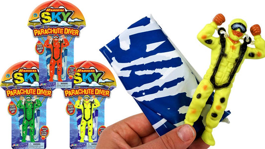 JA-RU Parachute Toys for Kids (3 Pack) Assorted Colors Parachute Men Toy Figures, Outdoor Throwing Toys, Party Favors for Boys, Classroom Prizes, & Goodie Bag Stuffers. 2306-3s