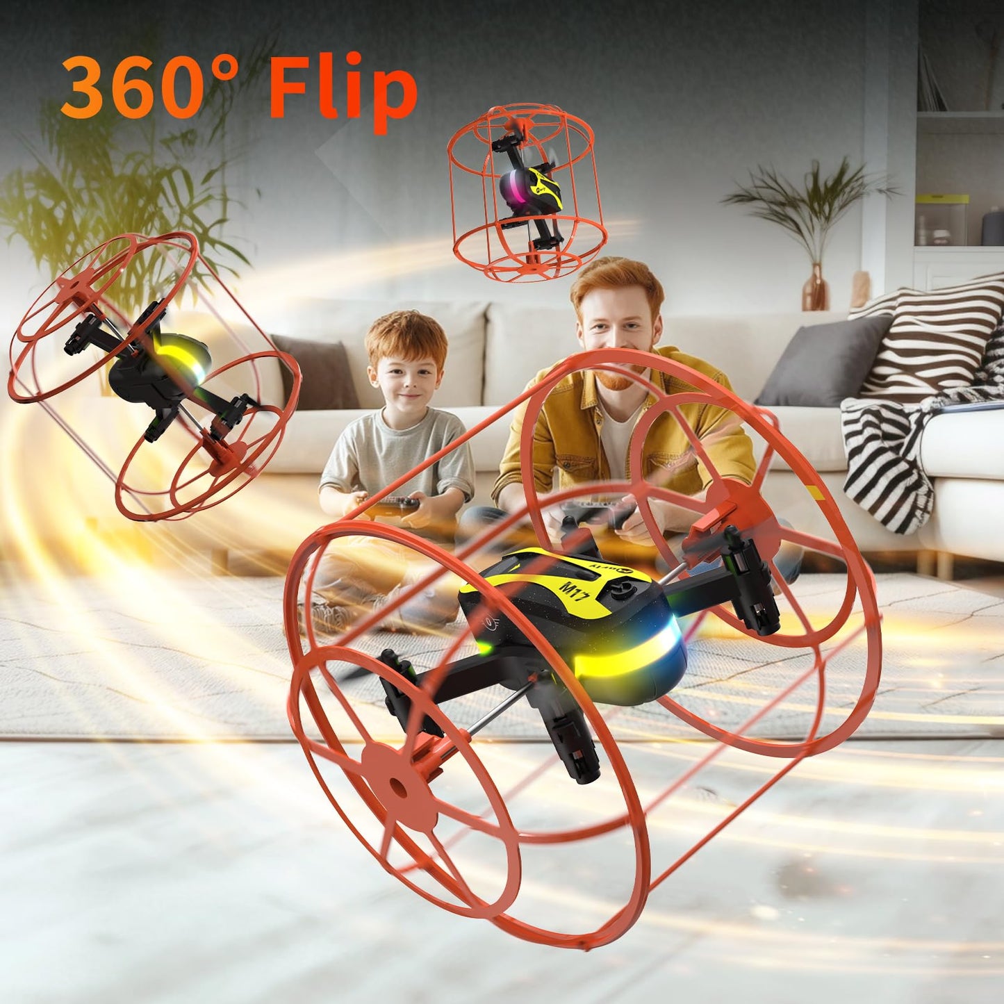 M17 Mini Drone for Beginners Land-Air Dual Mode Indoor and Outdoor RC Quadcopter with Protective Cover Easy to fly Headless Mode One Key Take-off/Landing 3D Flip 3 Speed Modes Gifts