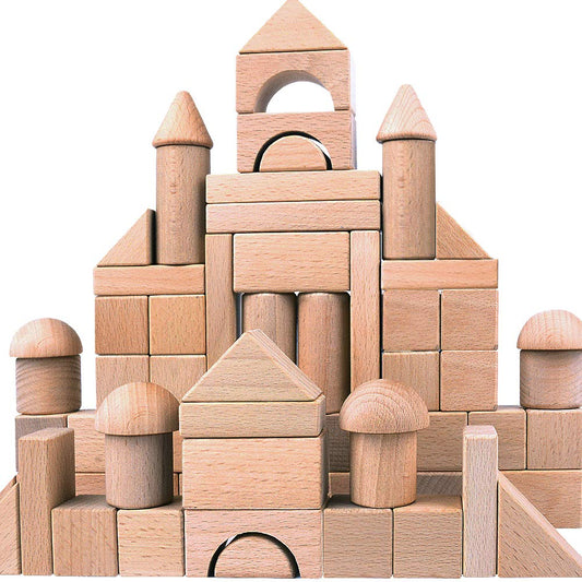 Migargle Wooden Building Blocks Set, 80-Pcs Preschool Stacking Construction Educational Toys for Kids Ages 3+
