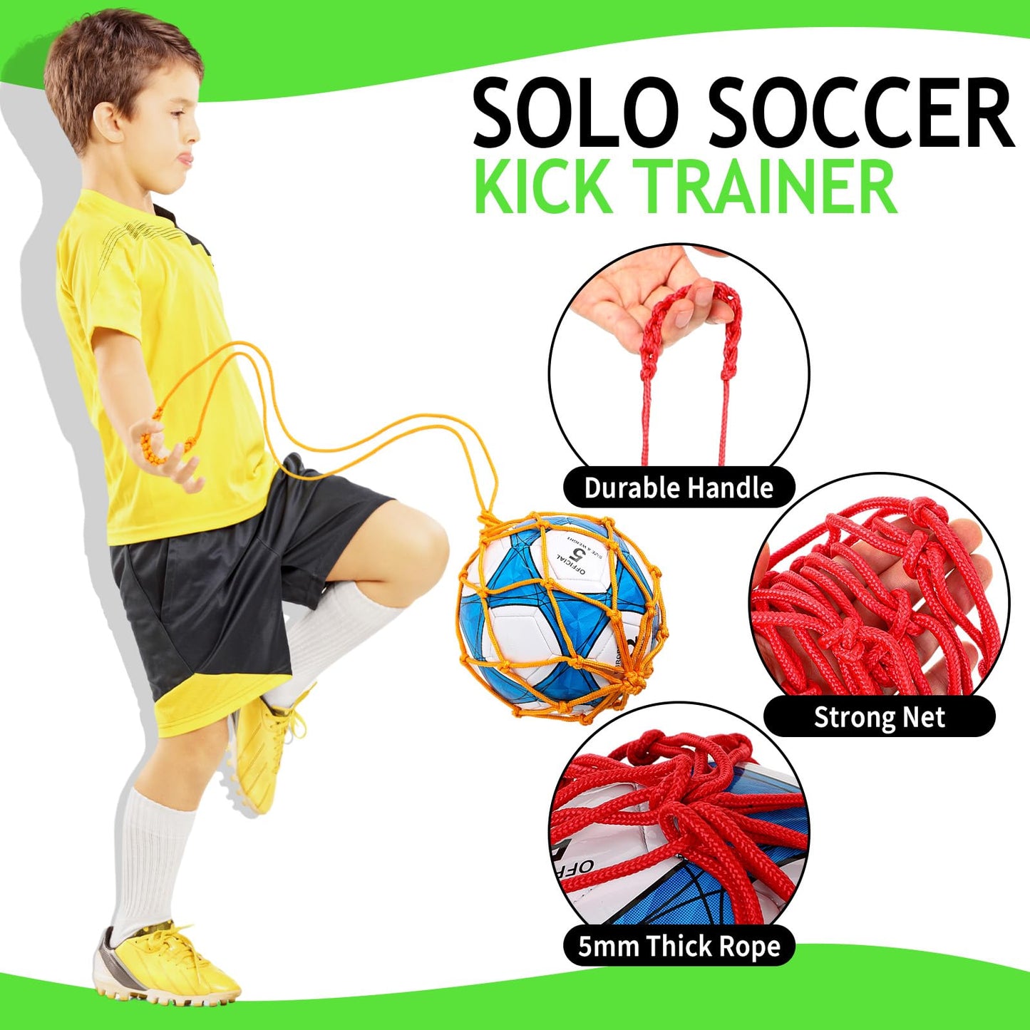 Libima 24-Piece Solo Soccer Kick Trainer - Bungee Juggling Net for Kids, Fits Ball Size 3, 4, 5