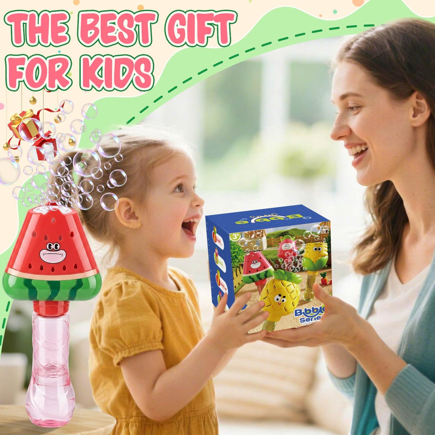 Aooess Bubble Wands for Kids Ages 3-5 Years Old: Automatic Bubble Machine for Kid, Light Up Bubble Wand Toddler Outdoor Toys, Summer Outdoor Party Birthday Gift for 3 4 5 6 7 8 Year Old Girls, Red