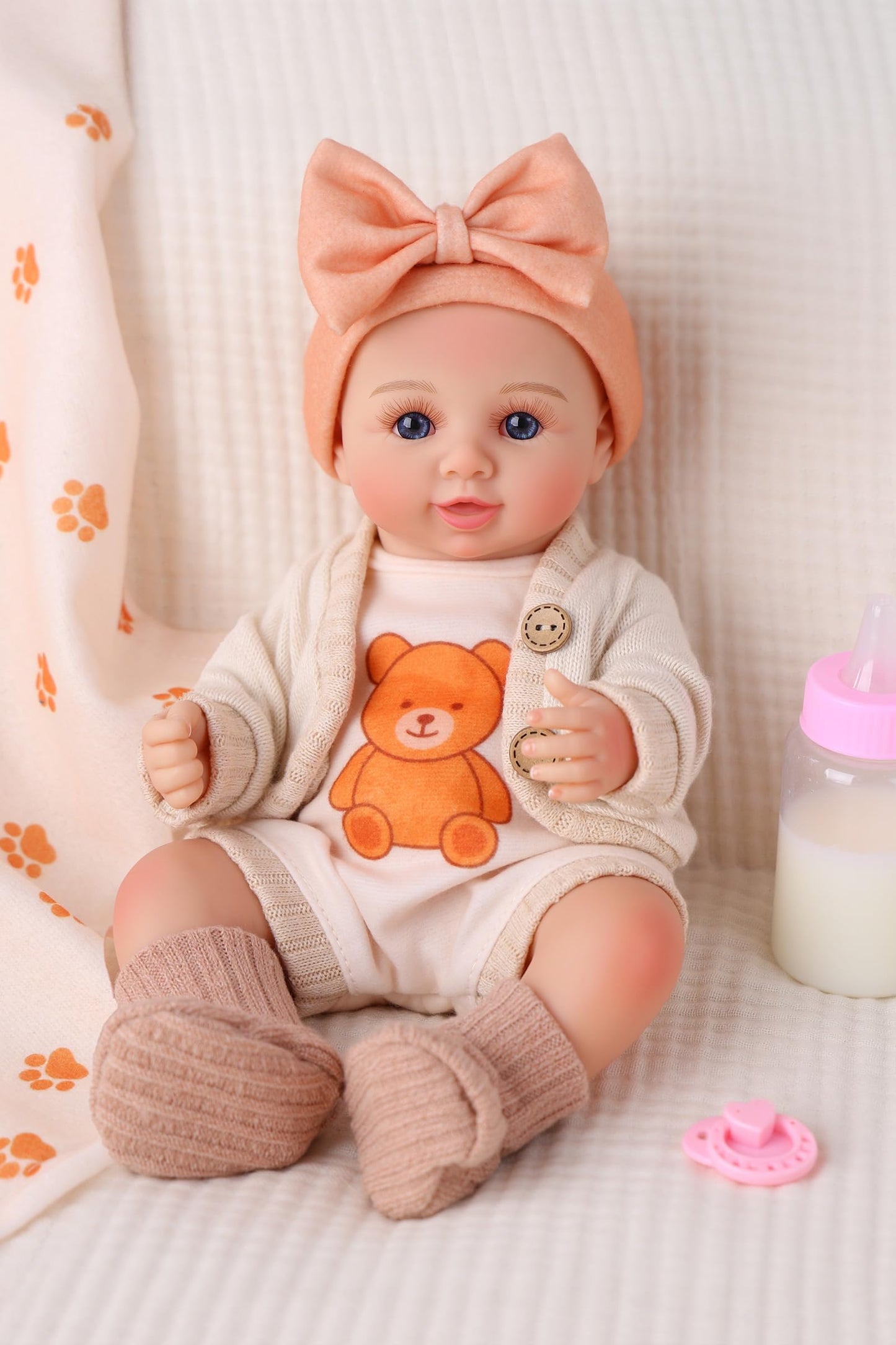 BABESIDE 12 Inch Realistic Full Vinyl Baby Doll Set, Lifelike Small Reborn Baby Doll with Clothes & Accessories, Pretend Play Baby Doll Toys for Girls Ages 3+, Ideal for Birthday