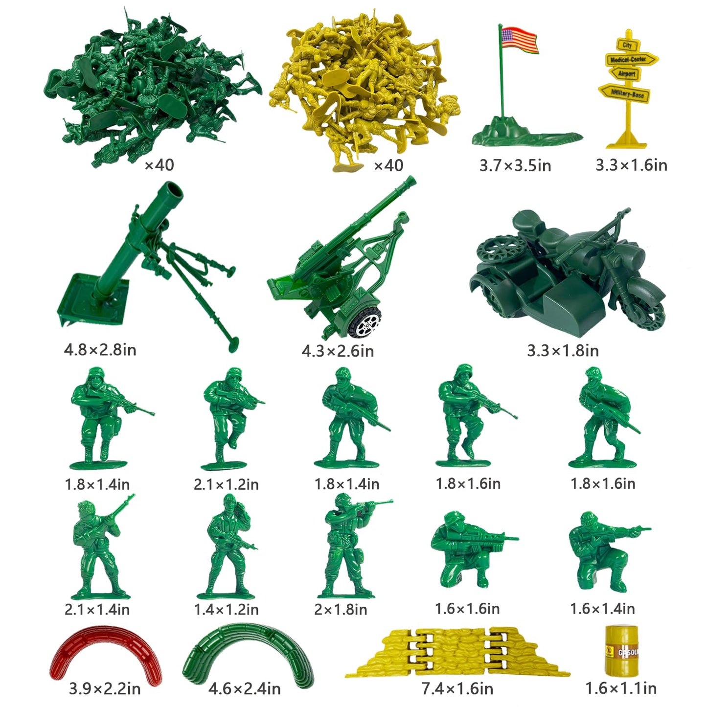 TALGIC Army Men Toys Large Battle Playset-Set Includes Army Men Action Figures, Military Battle Mat, Tanks, Helicopters, Jeep, Ambulance, Trucks, Cannon, Tents (120 PCS)