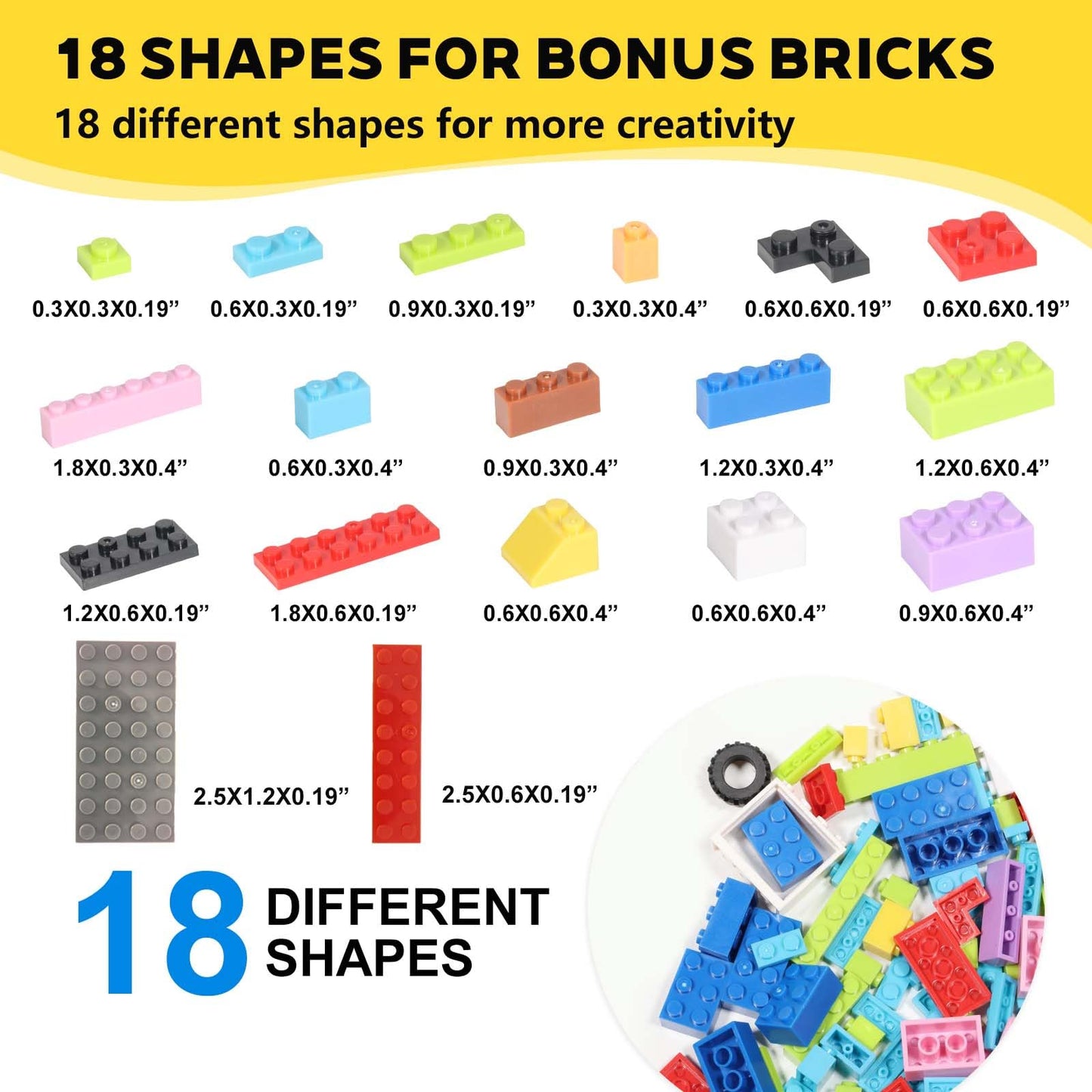 Jodicody 1100 Pieces Building Bricks, Classic Bulk Building Blocks for Kids with Wheels and Axles Sets, Steering Wheels, Windshield, Compatible with All Major Brands, Gifts for Boys Girls Age 6+