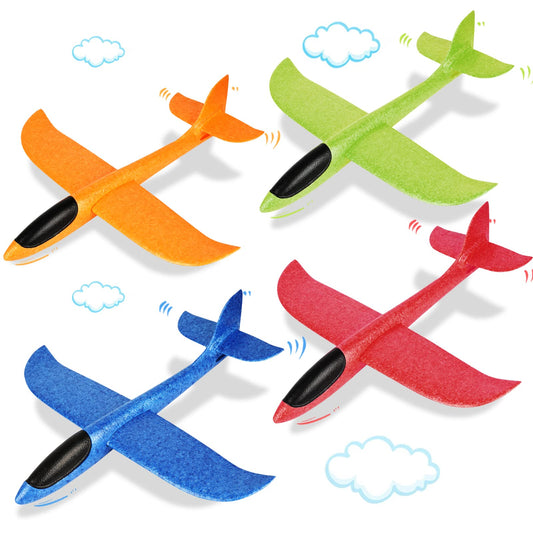 VCOSTORE 4 Pack Foam Airplanes for Kids, 17.5'' Large Throwing Foam Glider Planes Toys,Flying Styrofoam Kid Airplanes Toy for 3 4 5 6 7 8 9 10 11 12 Year Old Boys Girls with Outdoor Sports Play