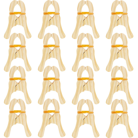 Norcoin 16 Pcs Wooden Play Clips for Kids Fort Building Clips Wood Play Clips Wooden Fort Clips Game Silk Clips for Child Blankets Silk Construction School Playground Building Games