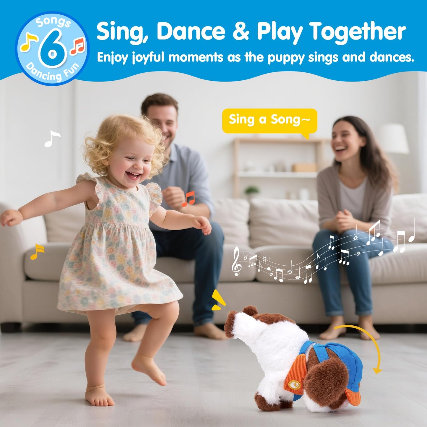 hahaland Robot Dog Realistic Interactive Plush Kids Toy Voice Controlled Talking Acts Like a Real Puppy with 12 Commands, Singing & Dancing, Emotional Support Pet Toy Gift for Boys & Girls Ages 3+