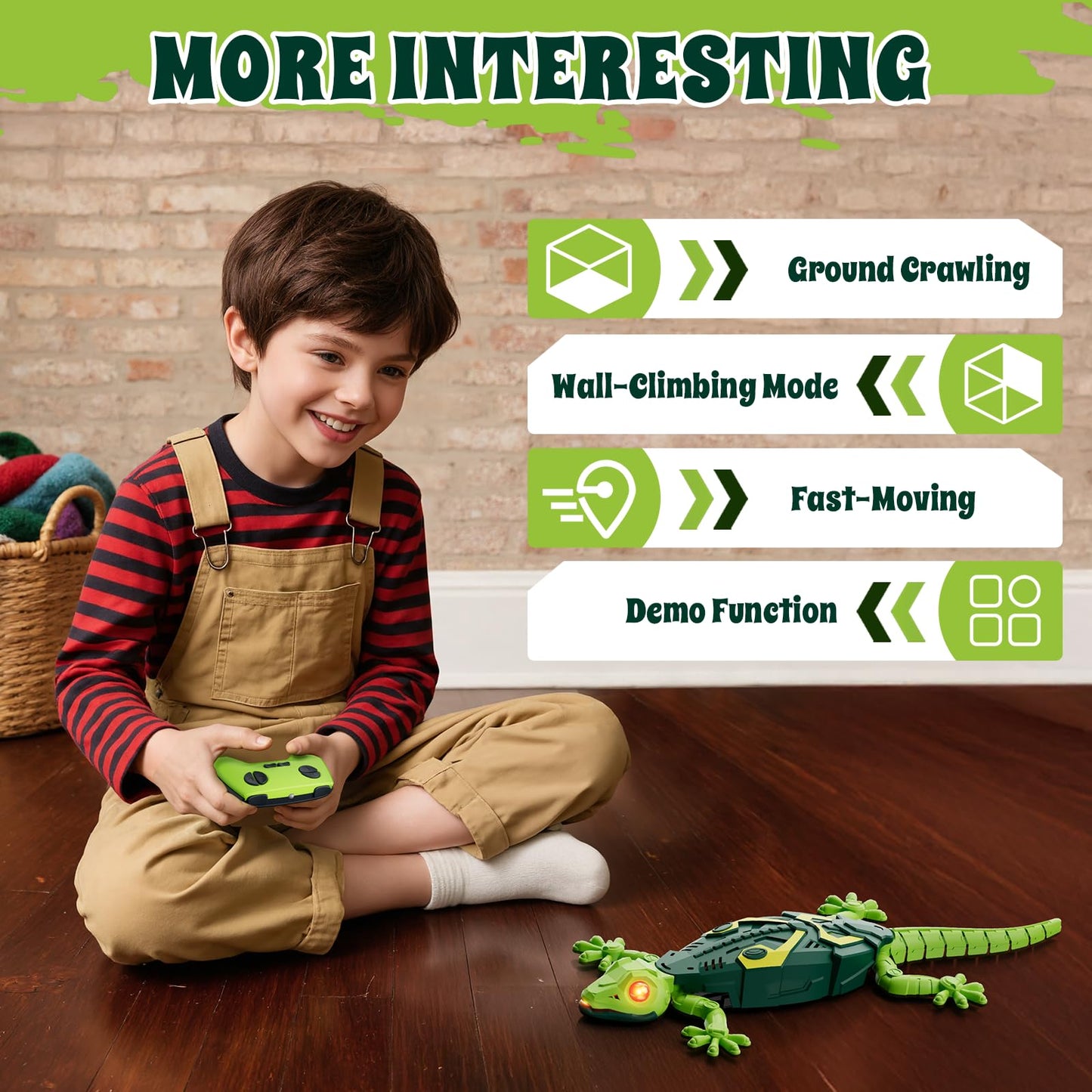 HYES Wall Crawler Gecko, Remote Control Robot Toys, Rechargeable RC Animals Toy, Realistic Wall Crawling Halloween Birthday Gifts for Boys Girls Ages 4-8 6-8