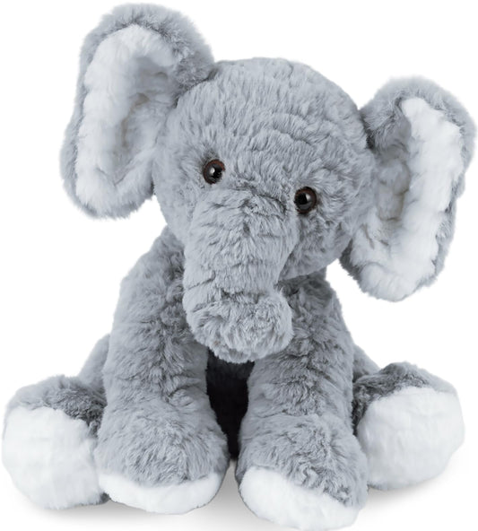 Mikee Fluffie Elephant Stuffed Animals Soft Plush Toy for Baby Girls Boys,12" Grey Soft Small Stuffed Elephant Huggable Gifts for Birthday