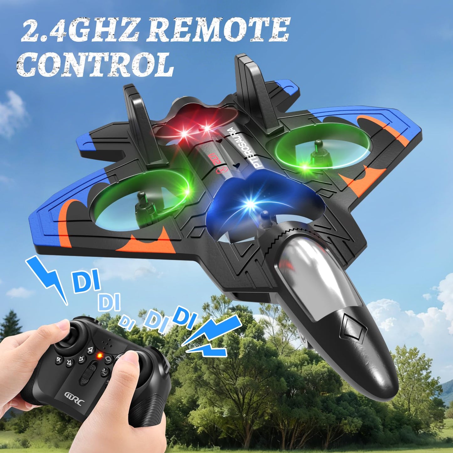 Tubokoro Foam Remote Control Airplanes with 3 Batteries, RC Planes for Kids Adults 8-16, RC Airplane Fighter Jet with Light, 360° Flip Fighter Jet Toys, Stunt Roll, Airplane Toy Gifts for Kids Boys