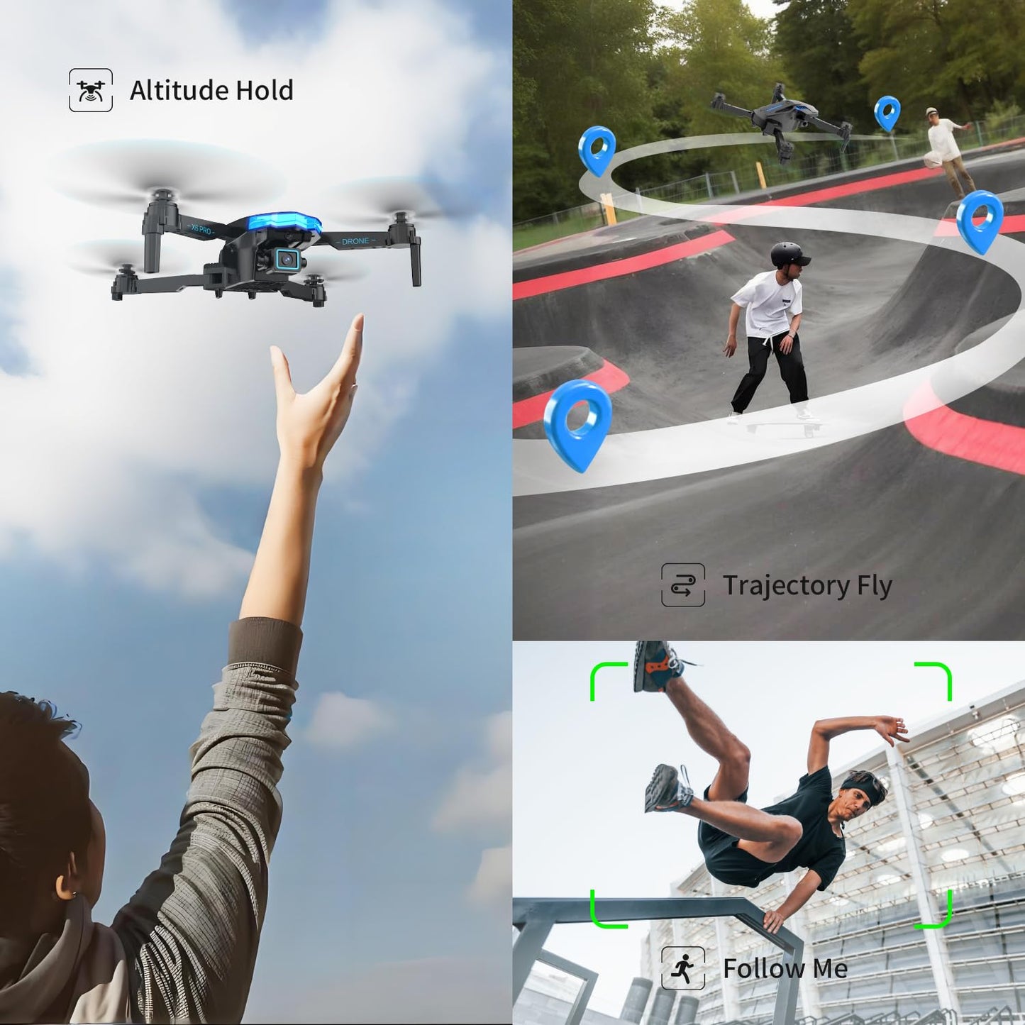 Drone with Camera 1080P with Brushless Motor Drone for Beginner, Long Fly Time, One Key Take Off/Land, RC Quadcopter Toys Gifts for Boys Men Birthday Gifts