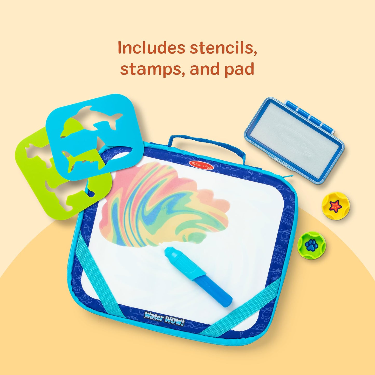 Melissa & Doug Water Wow! Take-Along Reusable Color-Reveal Drawing Set Mess-Free Multi-Activity Pad with Water PenTravel Toy for Toddlers & Kids Ages 3+