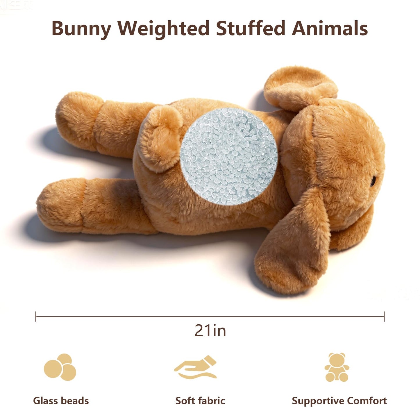Fuzcomddle Weighted Stuffed Animals for Adults and Kids– 4.2 Lbs Bunny Weighted Stuffed Animal 21", Rabbit Plush Pillow, Birthday Christmas Holiday Easter Gifts for Women Adults & Kids