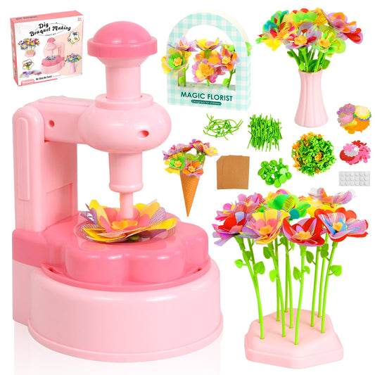 PIGETALE Fabric Flower Bouquets Toys for Girls 3 4 5 6 7 8 9 10 Years Old, DIY Arts & Crafts Kit for Kids Ages 4-8, Educational Preschool Learning Gardening Toys for Toddlers Christmas Birthday Gifts