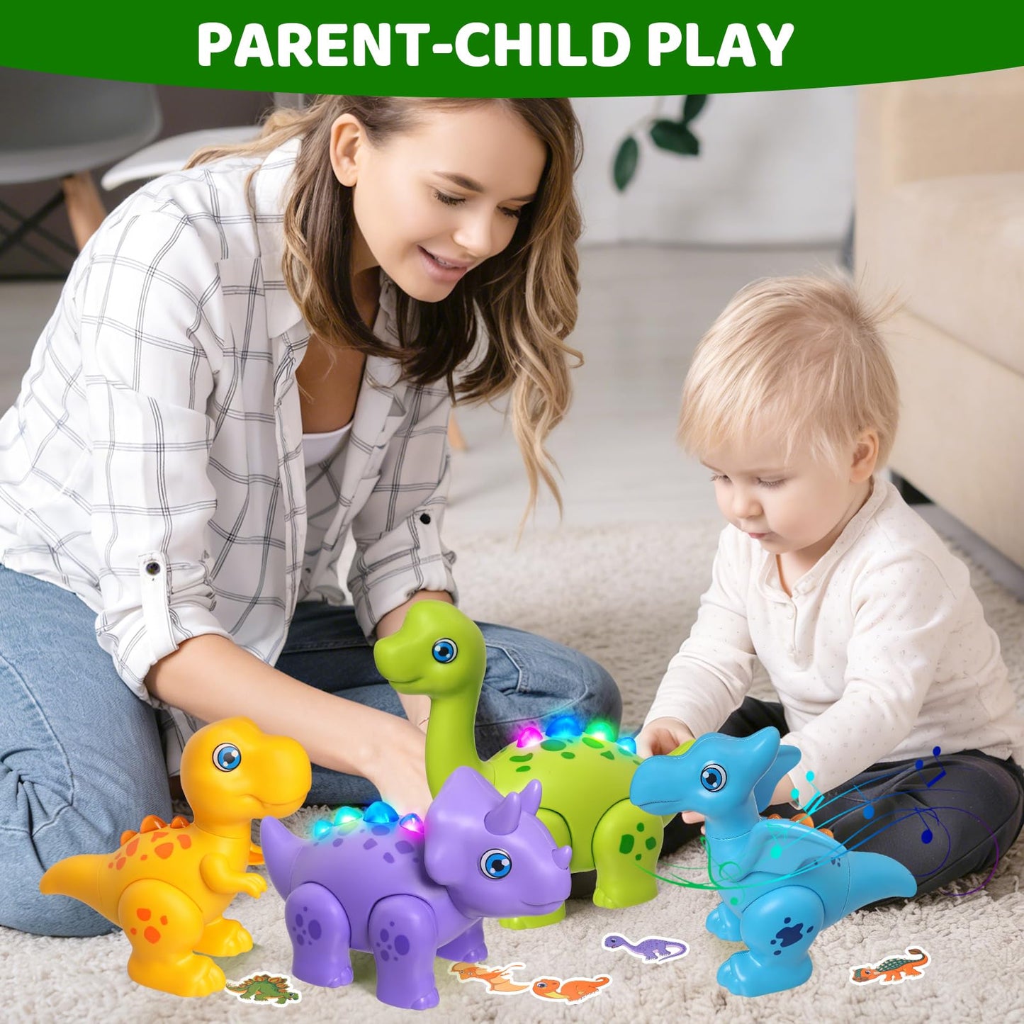 HOPANDOS Magnetic Dinosaur Toy Set for Kids - Assembly Dino Toys with Light & Music, Take Apart Building Set for Toddlers 3-5, Sensory STEM Educational Baby Toy, Birthday Gift for Boys Girls 1-3