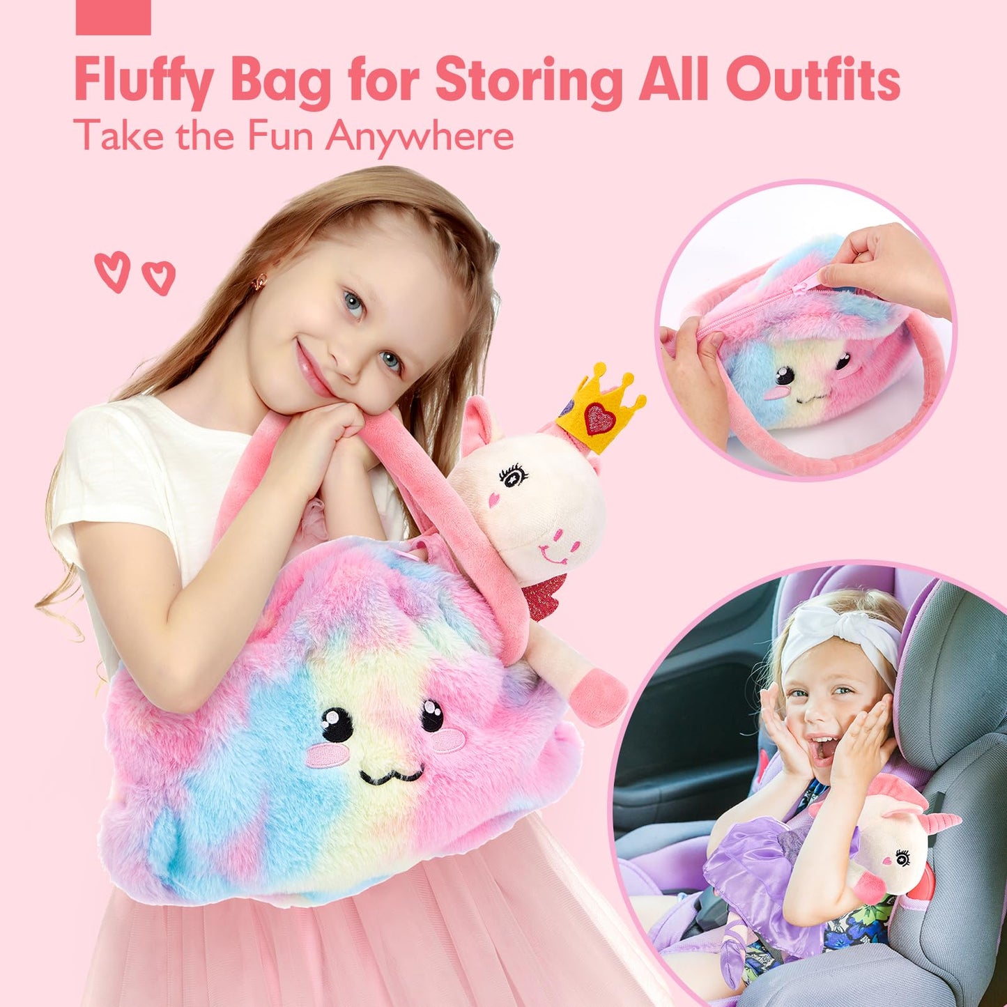 Unicorns Toys for Girls Age 4-6 Ballerina Doll Stuffed Animal Girl Toys Age 4-5 Ballet Dress up Doll with Plush Bag 4 Year Old Girl Birthday Gifts 5 Year Old Girls Dance Recital Gifts, Graduation Gift