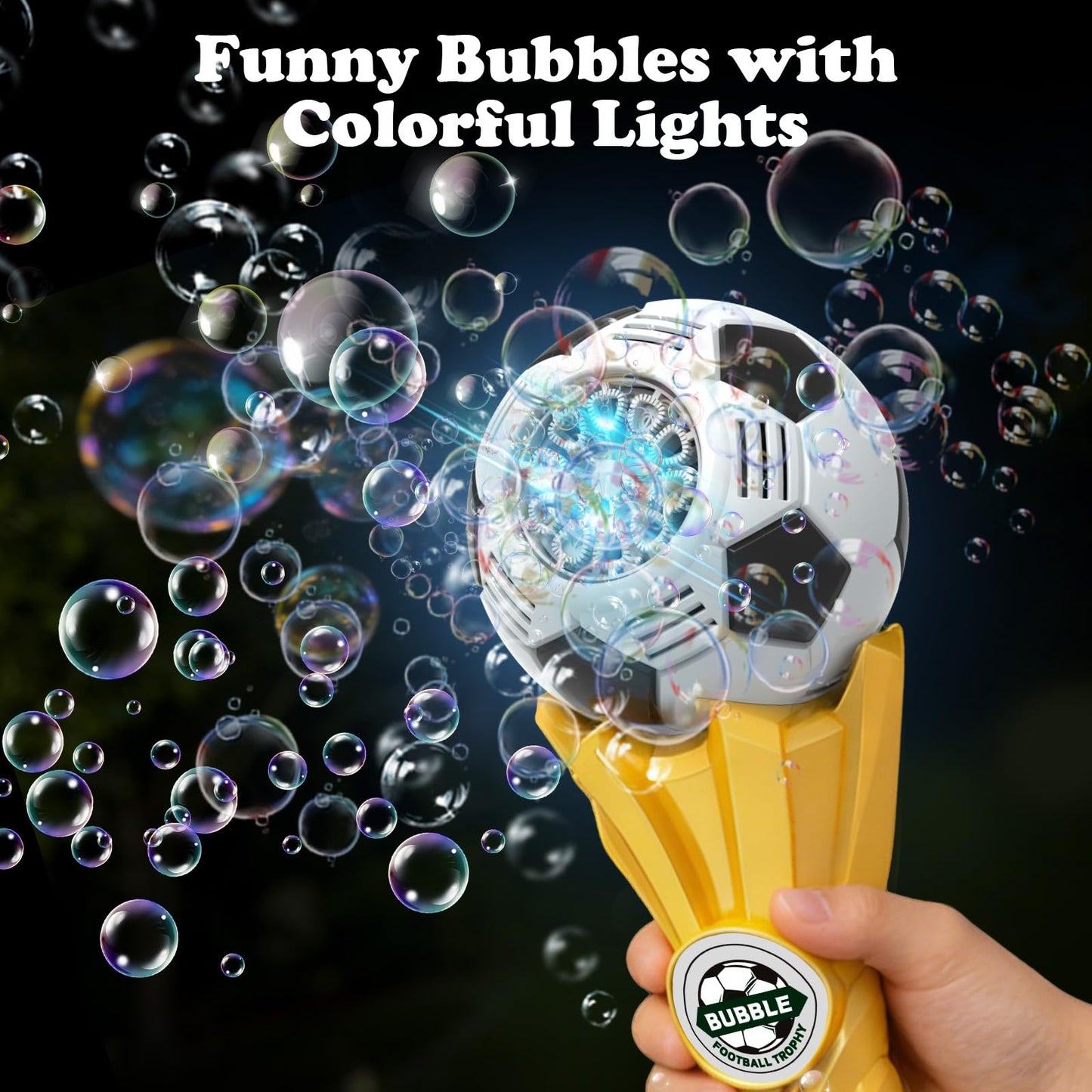 Football Trophy Bubble Wand,Soccer World Cup Bubble Machine for Kids,Light Up Bubble Maker,Bubble Blower,Outdoor Party Birthday Bubbles Toy for Toddlers,Gift for Boys Age 3-8 Years Old.