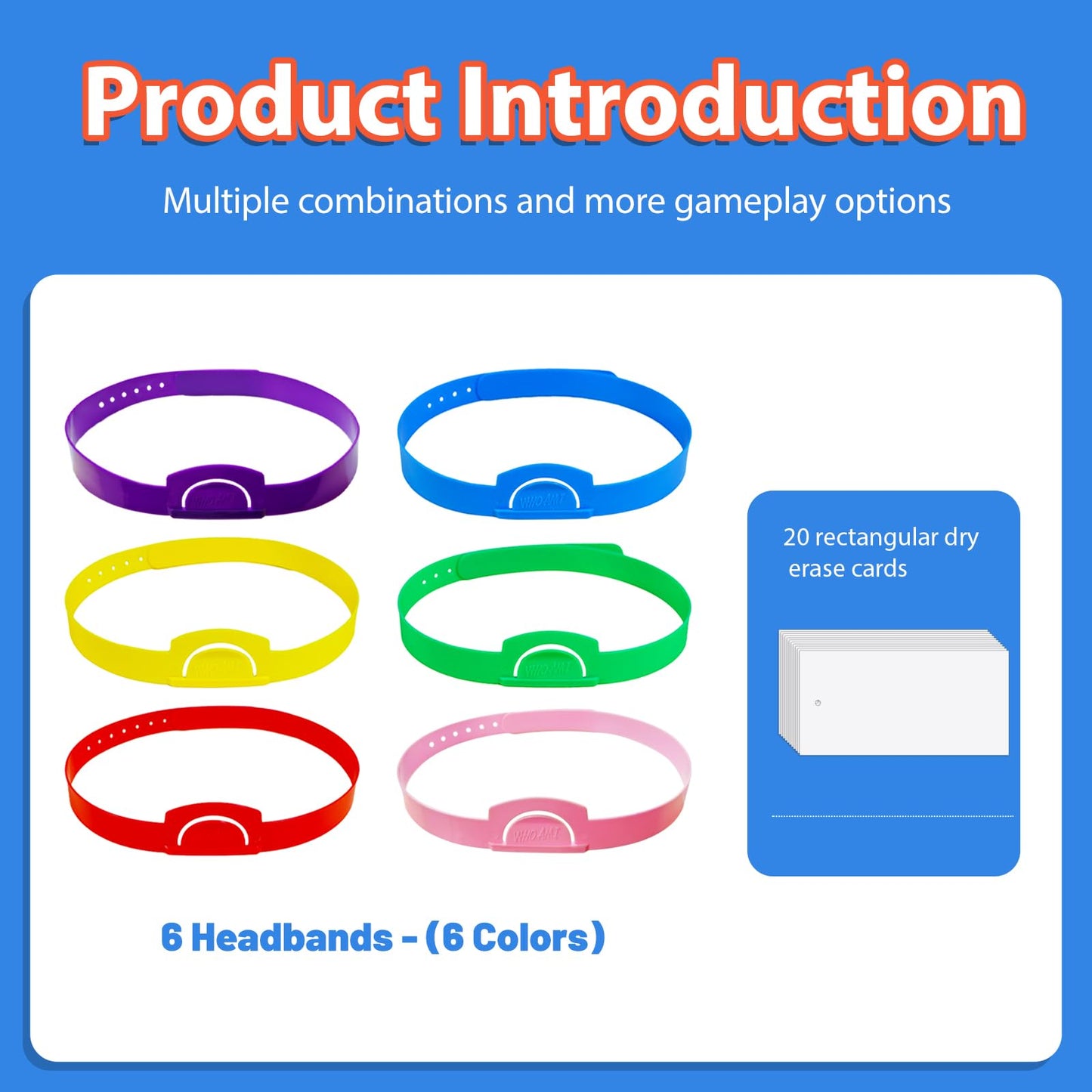 Quixorblex 6 Pcs Guess Who Game Headbands with 20 Pcs Dry Erase Cards Board Games for Family Night Party Games for Kids and Adults Interactive Toys