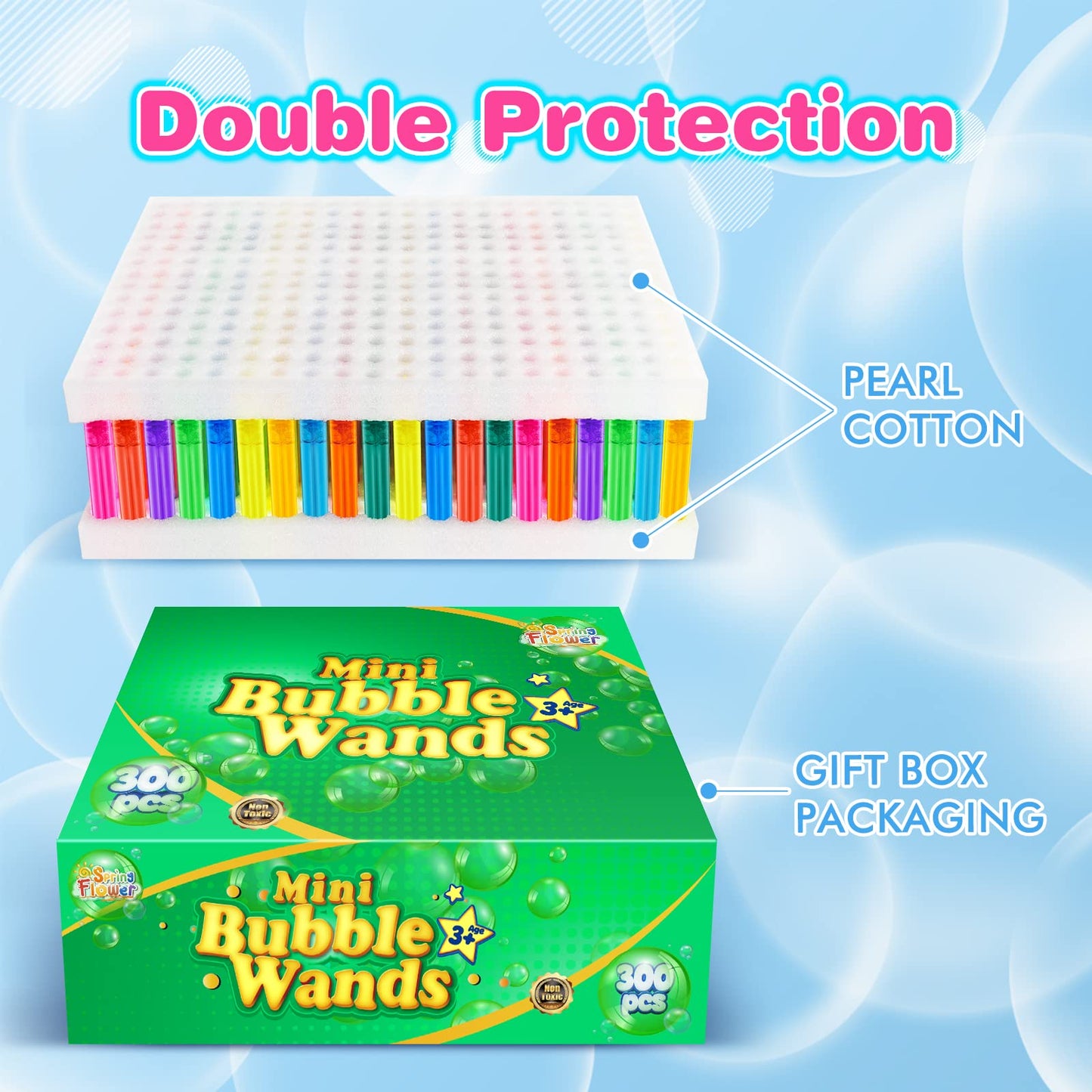 300 Pieces Mini Bubble Wands,Bubble Party Favors Assortment Toys for Kids,Themed Birthday, Halloween, Goodie Bags, Carnival Prizes, Wedding, Bubble Maker Toys for Kids,Outdoor Gifts for Girls & Boys