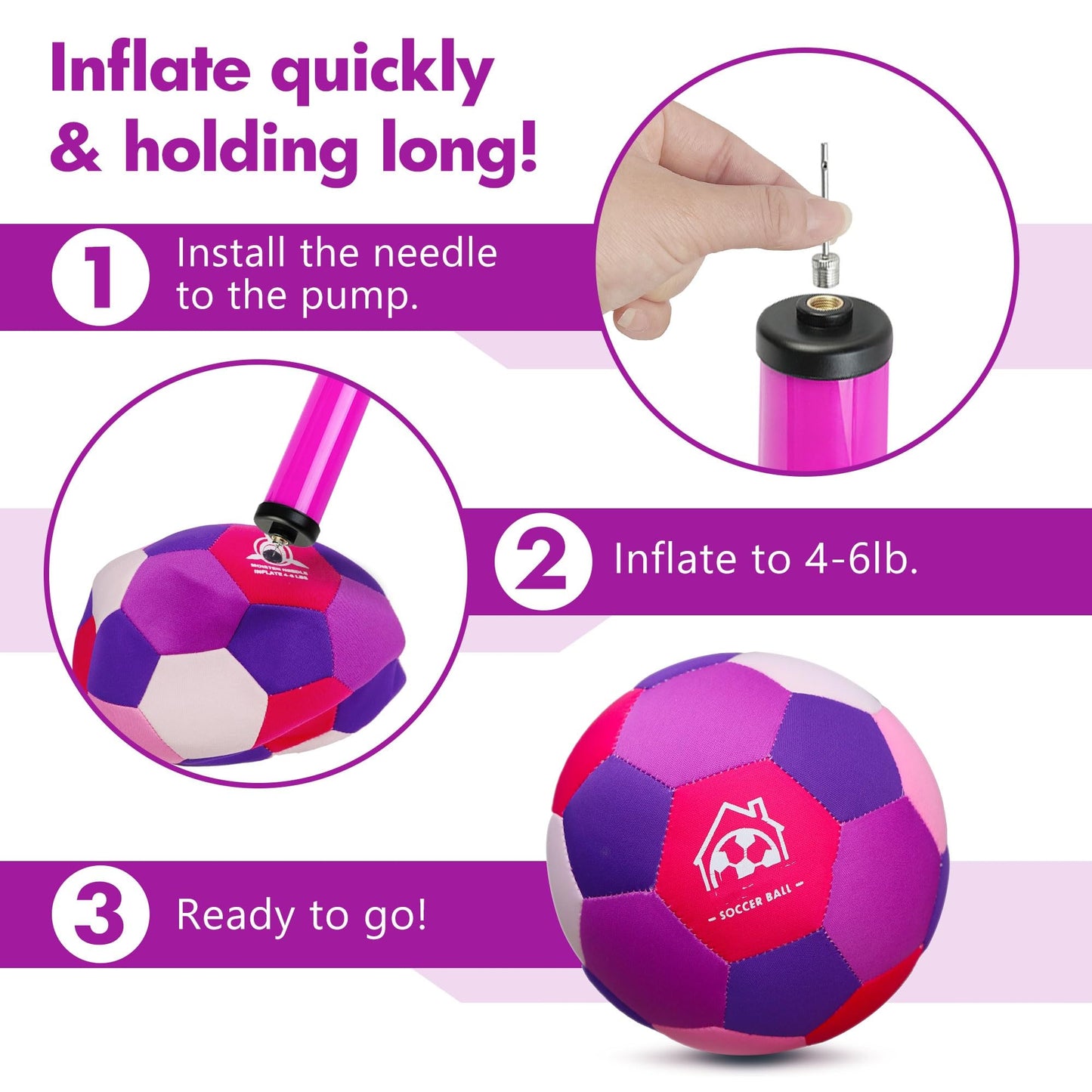 Soft Indoor Soccer Balls Size 4 - Kids Soccer Ball for Inside House and Yard - Fun Soccer Gifts for Kids Boys Girls Dribble Juggling Skills Practicing Birthday Easter Christmas (Pink, Size 4)